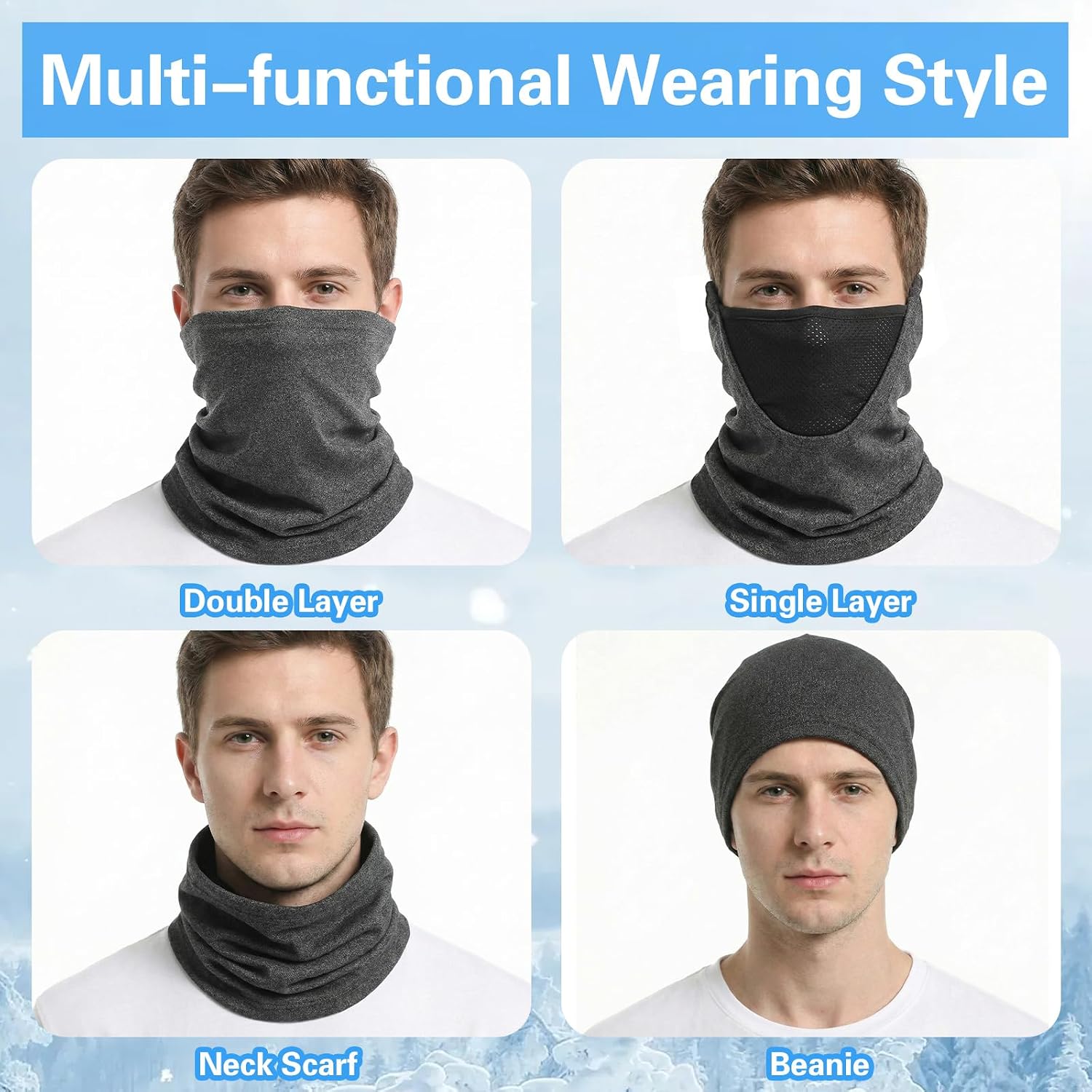 Cuffbow 2 Pack Winter Neck Gaiter Warmer for Men Women Dual-layer Breathable Thermal Neck Warmer Cover Windproof Face Cover Fleece Face Mask Scarf for Cold Weather Sport Outdoorwork Motorcycle Cycling