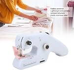 Hand Sewing Machine, Plastic Stainless Steel Handheld Electric Sewing Machine Just Press the Power Button to Use for Sewing Clothes DIY Cutains Family Travel 4 Aa Batteries (Battery Not Included)