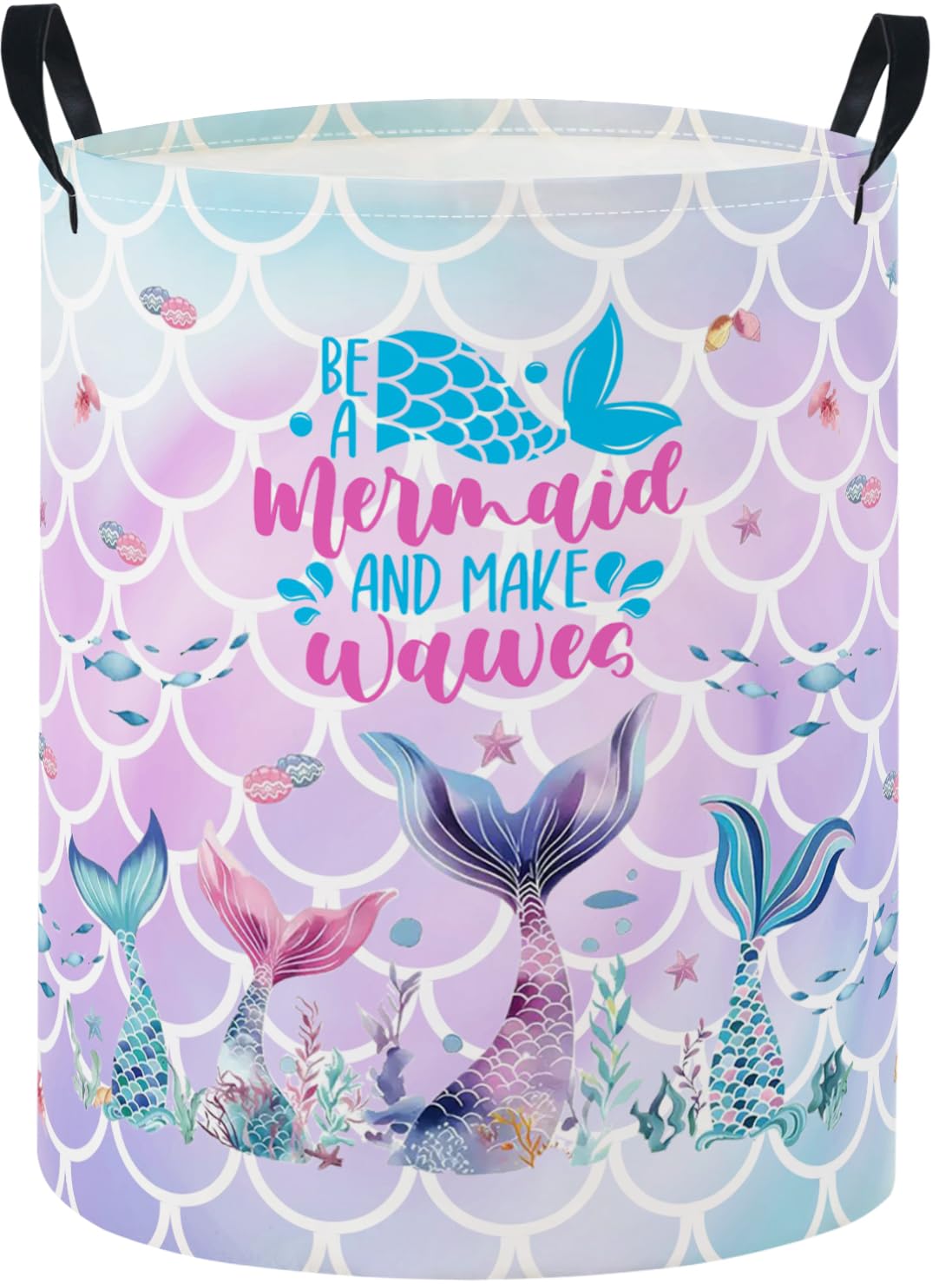 Baby Laundry Basket Baby Nursery Hamper Kids Laundry Basket Toy Storage Bin for Boys Room Decor Gift Baskets for Bedroom Bathroom(Mermaid Tail)