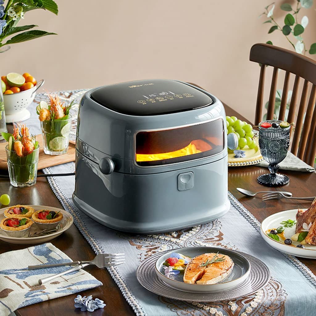 Friggitrice Ad Aria Friggitrice Visiva Friggitrice Elettrica Ad Alta capacità Forno Friggitrice Multifunzione Tutto in Uno (Color : Grey, Size : 8L)