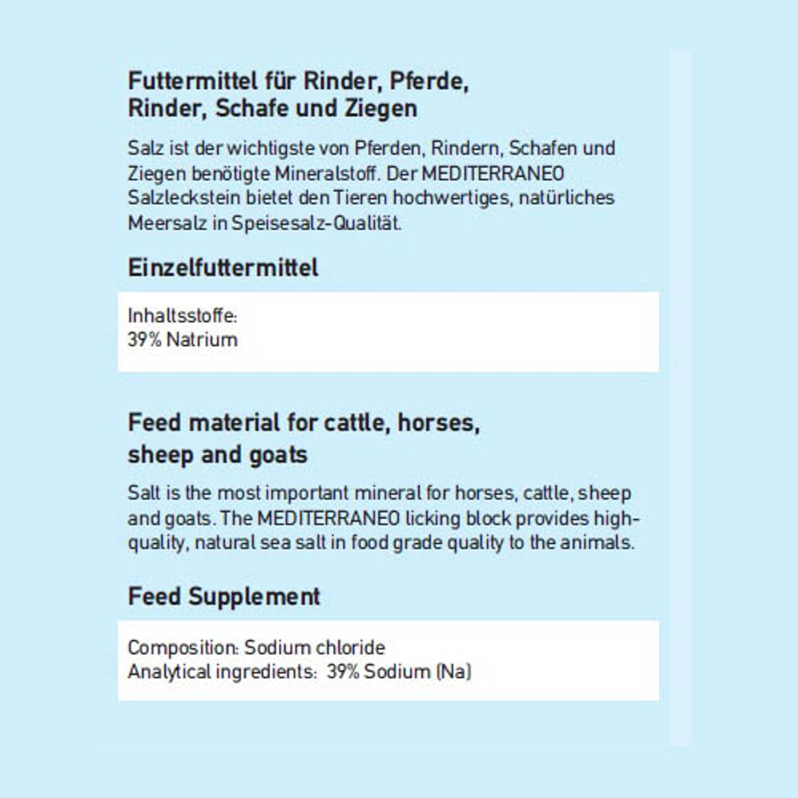 Mineral Lick Horse MEDITERRANEO Set di pietre saline 4 x 3kg - Pietre saline per cavalli, pecore, capre, selvaggina e bovini - Pietra minerale per leccare il sale
