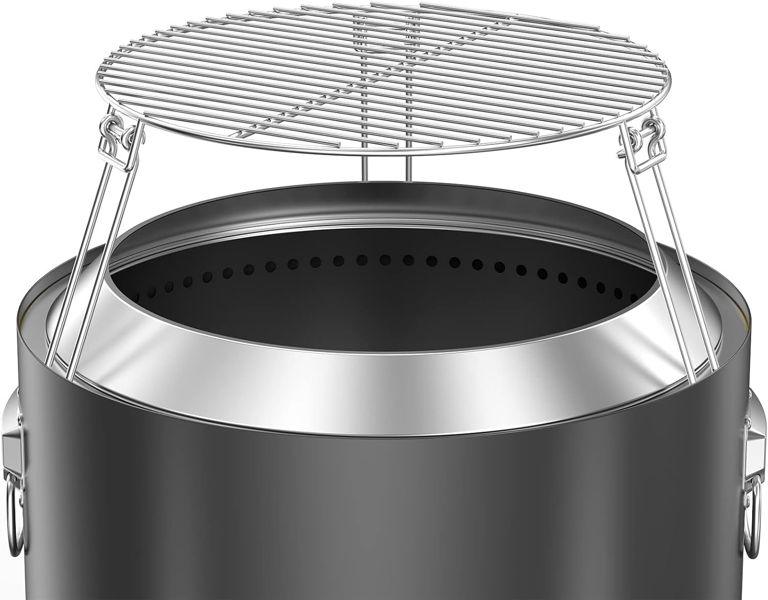 Rock&Rocker Smokeless Fire Pit, 304 Stainless Steel, 18.5 Inch Outdoor Bonfire Firepit, Fire Pits for Outside, with Removable Ash Pan, Portable Handle & Waterproof Cover, for Backyard Party, BBQ