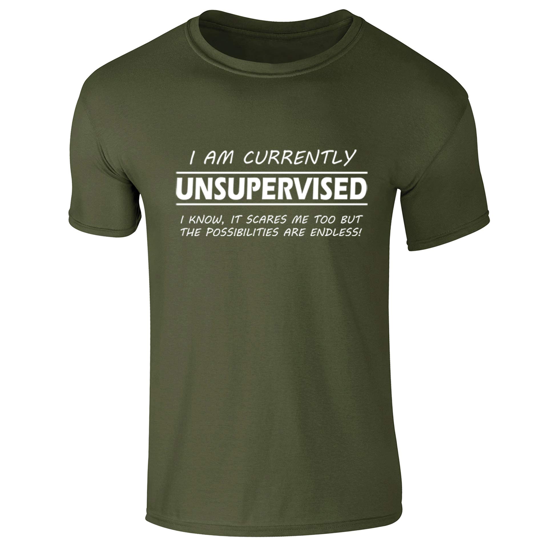 I'm Currently Unsupervised Funny Slogan Mens T-Shirt Khaki (3XL)