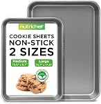 NutriChef Cookie Sheets - Nonstick Carbon Steel Bakeware Includes Quarter Sheet and Jelly Roll Pan for Cookies, Baking, Roasting and More, 2pc Dishwasher Safe Bake Trays