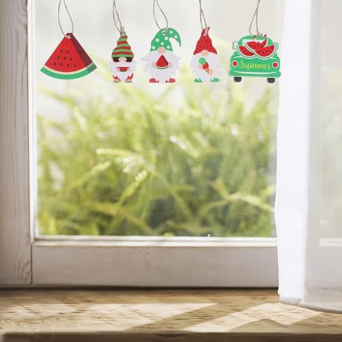 Miniatura 8 de Didiseaon 1 juego de adornos de fruta de verano, decoraciones de gnomo de madera, decoraciones de gnomo de madera, recortes de madera hawaiana,