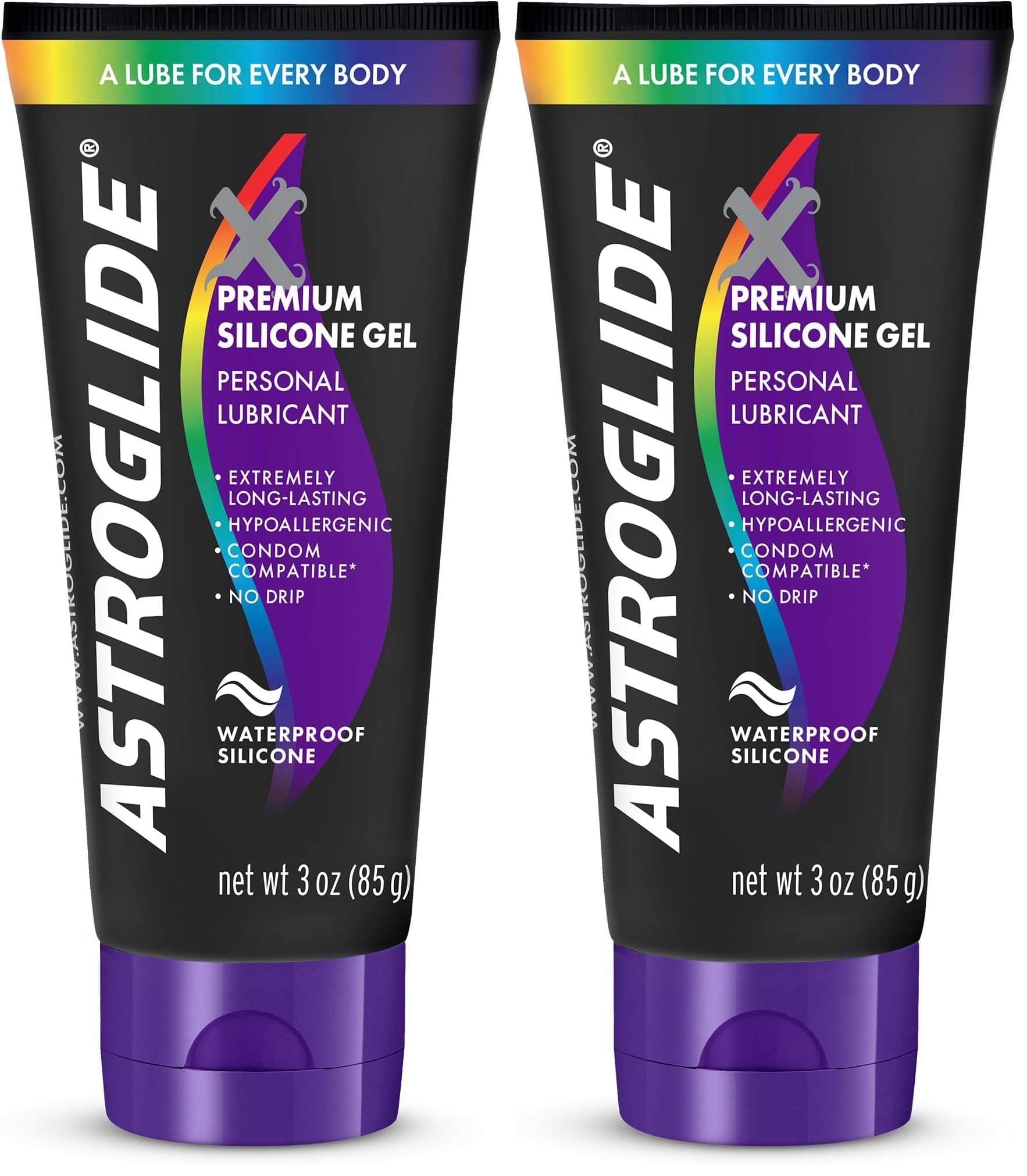 Astroglide X Silicone Based Sex Lube Gel (3 oz.) | Waterproof & Long-Lasting Personal Lubricant Gel | Condom Safe | Not Made with Parabens or Glycerin | Intimate Lube for Couples, Men and (Pack of 2)