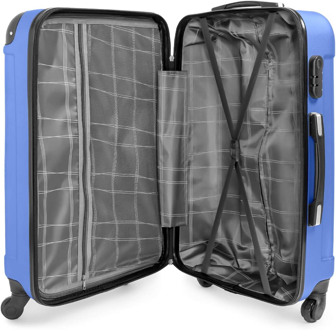 Todeco - Juego de Maletas, Equipajes de Viaje - Material: Plástico ABS -  Tipo de Ruedas: 4 Ruedas de rotación de 360 ° - Esquinas protegidas, 51 61  71 cm, Azul Cielo, ABS : Amazon.es: Equipaje