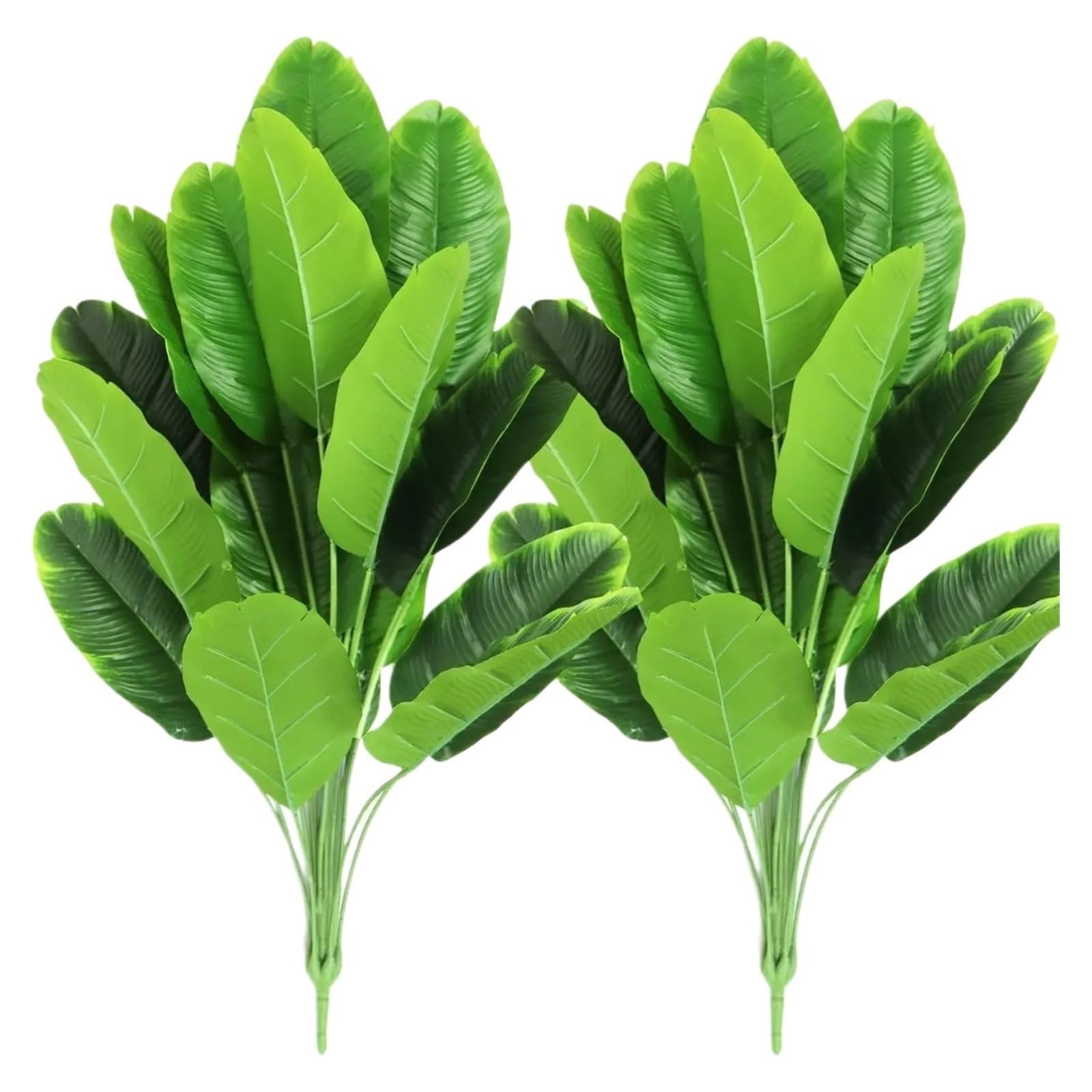Artificial Foliage Stems 32 Artificial Bird of Paradise Plants 18 Leaves Faux Banana Tree Tropical Turtle Large Palm Leaf Fern Bushes Shrubs(Green 2 pack)