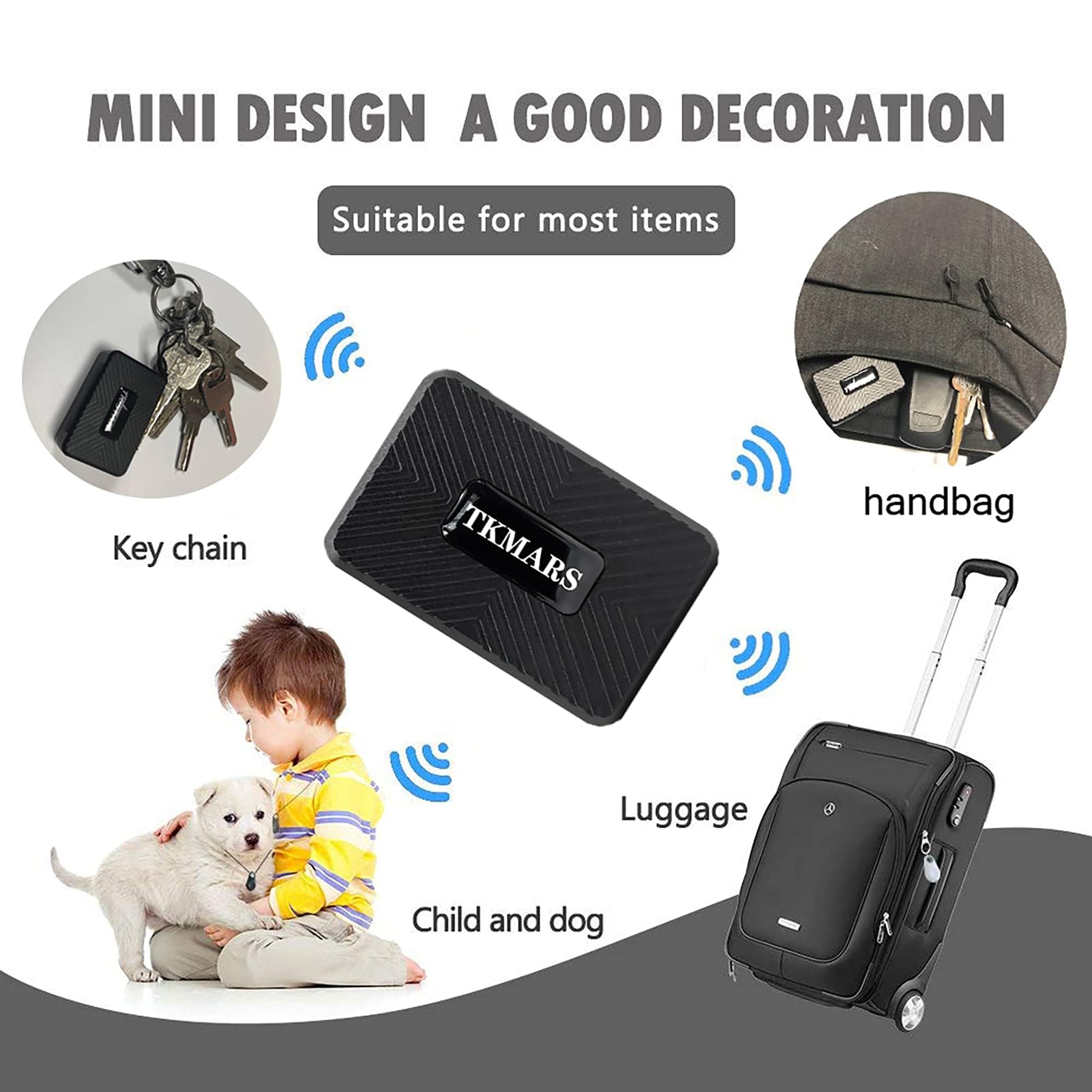 TKMARS Localizador GPS,Mini GPS Localizador,GPS Tracker,Aplicación Gratuita de Rastreo GPS para Niños, Ancianos, Equipaje, Documentos Importantes, Coche