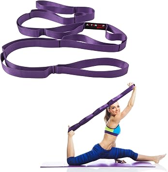 Durable Non-Elastic Stretch Strap for Physical Therapy and Yoga, 10 Loops Stretching Band for Pilates, Flexibility, Exercise - Ideal for Men & Women