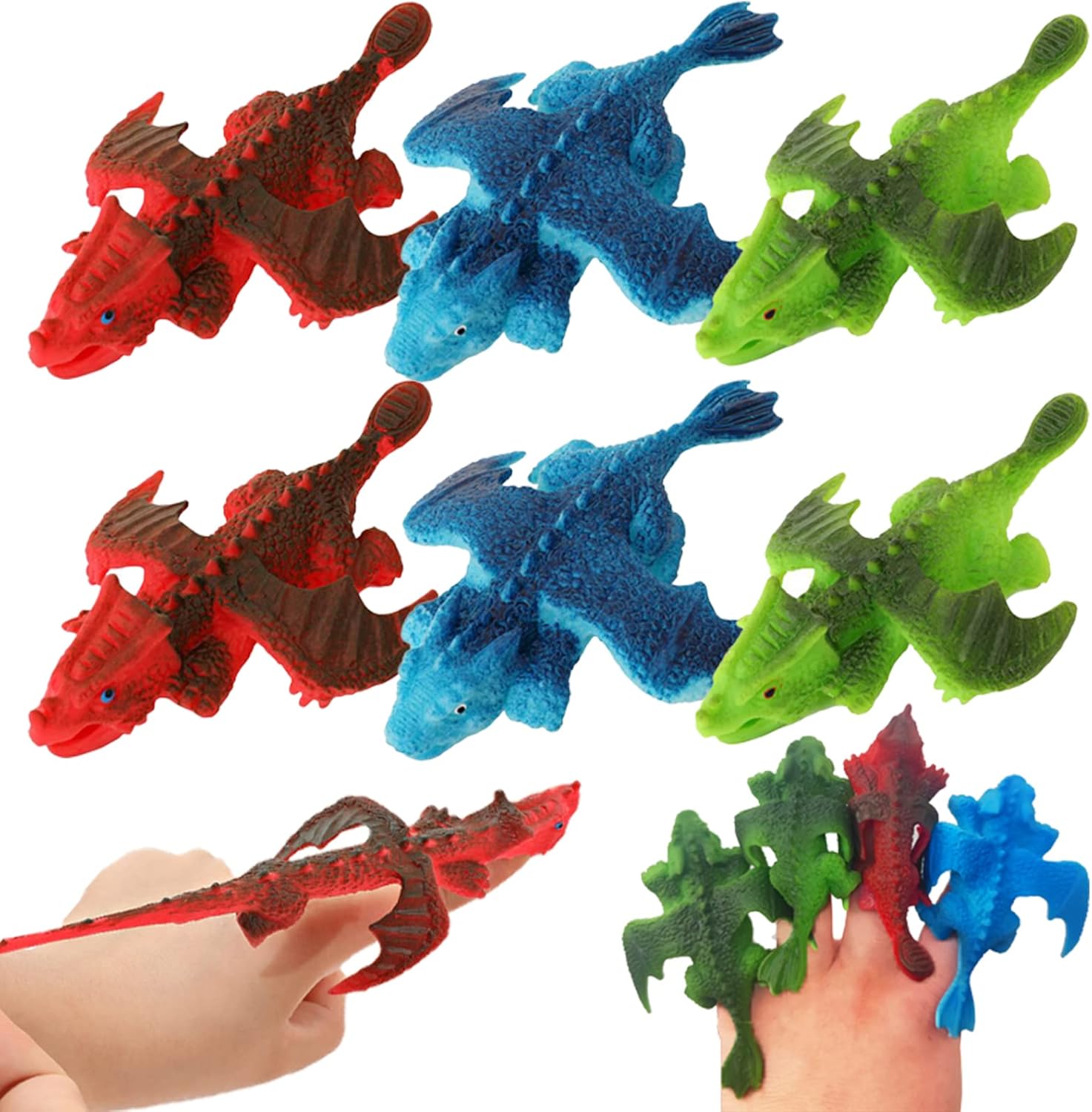 6 Pieces Sling Shot Dragon Catapult Toy, Flying Dragon Toy, Stretchy