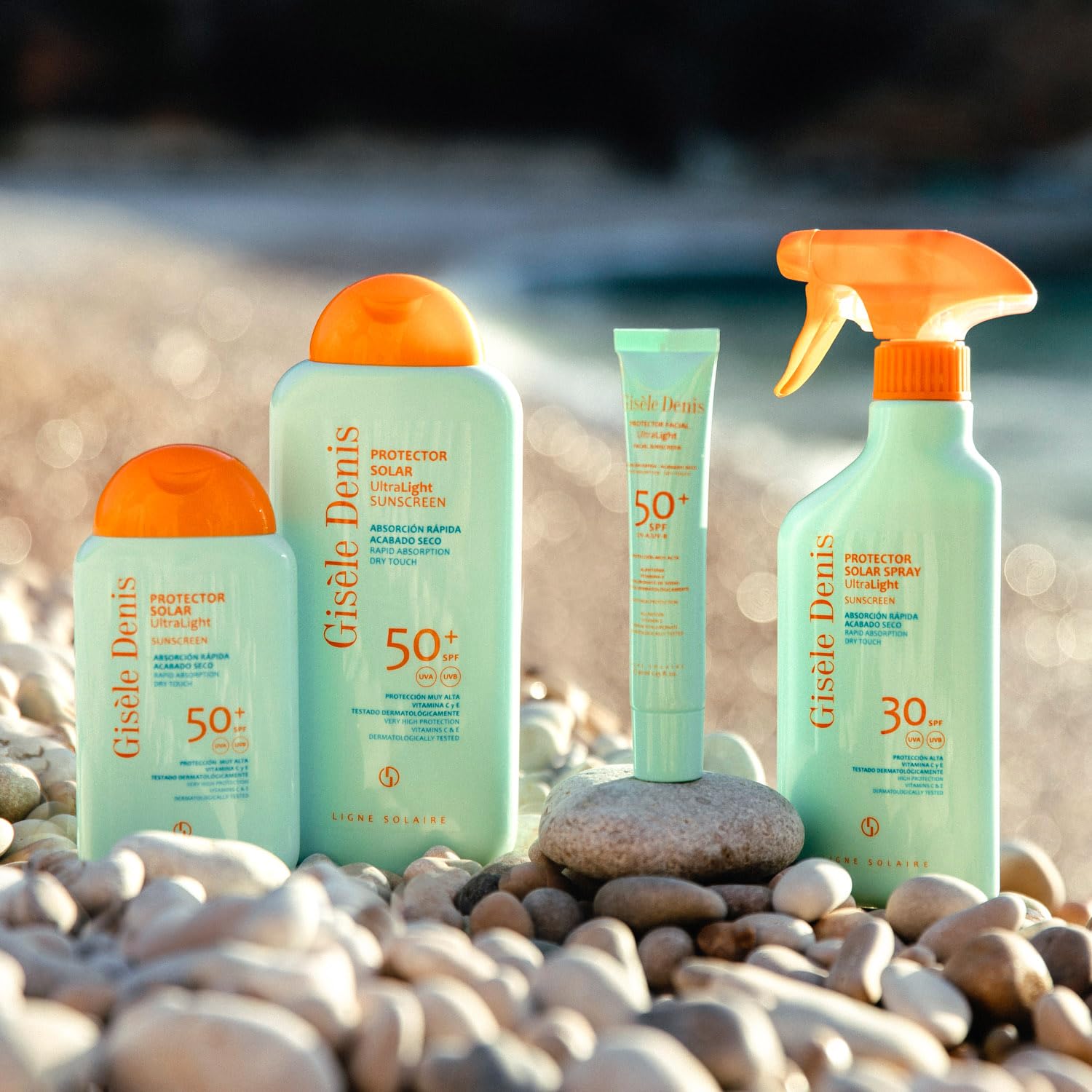GISÈLE DENIS - Protezione solare spray ultra leggera, 300 ml, protezione FPS50+, crema solare, cura della pelle, assorbimento immediato e finitura asciutta, idrata la pelle, impermeabile
