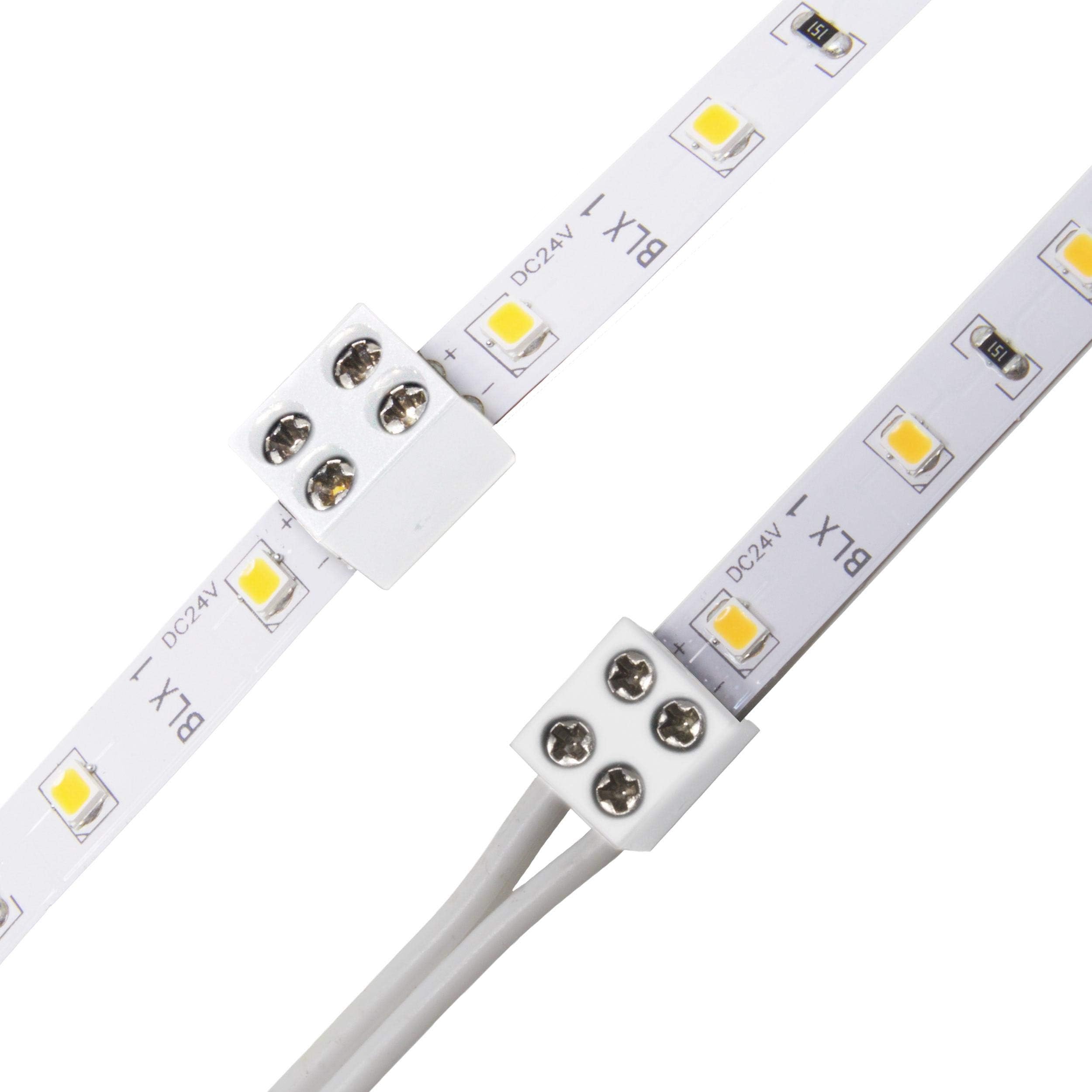 Diode LED Tape Light Terminal Block Connector Screw Down 8mm Tape-to-Wire White Pack of 25 Individually Bagged