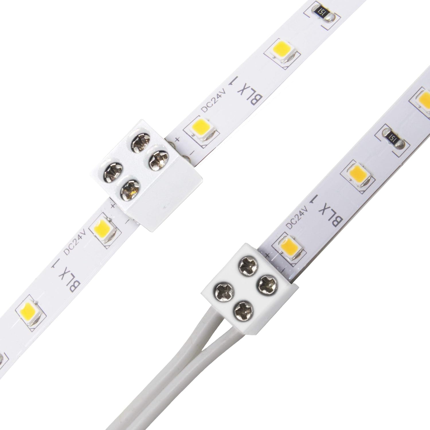 Diode LED Tape Light Terminal Block Connector Screw Down 8mm Tape-to-Wire White Pack of 25 Individually Bagged