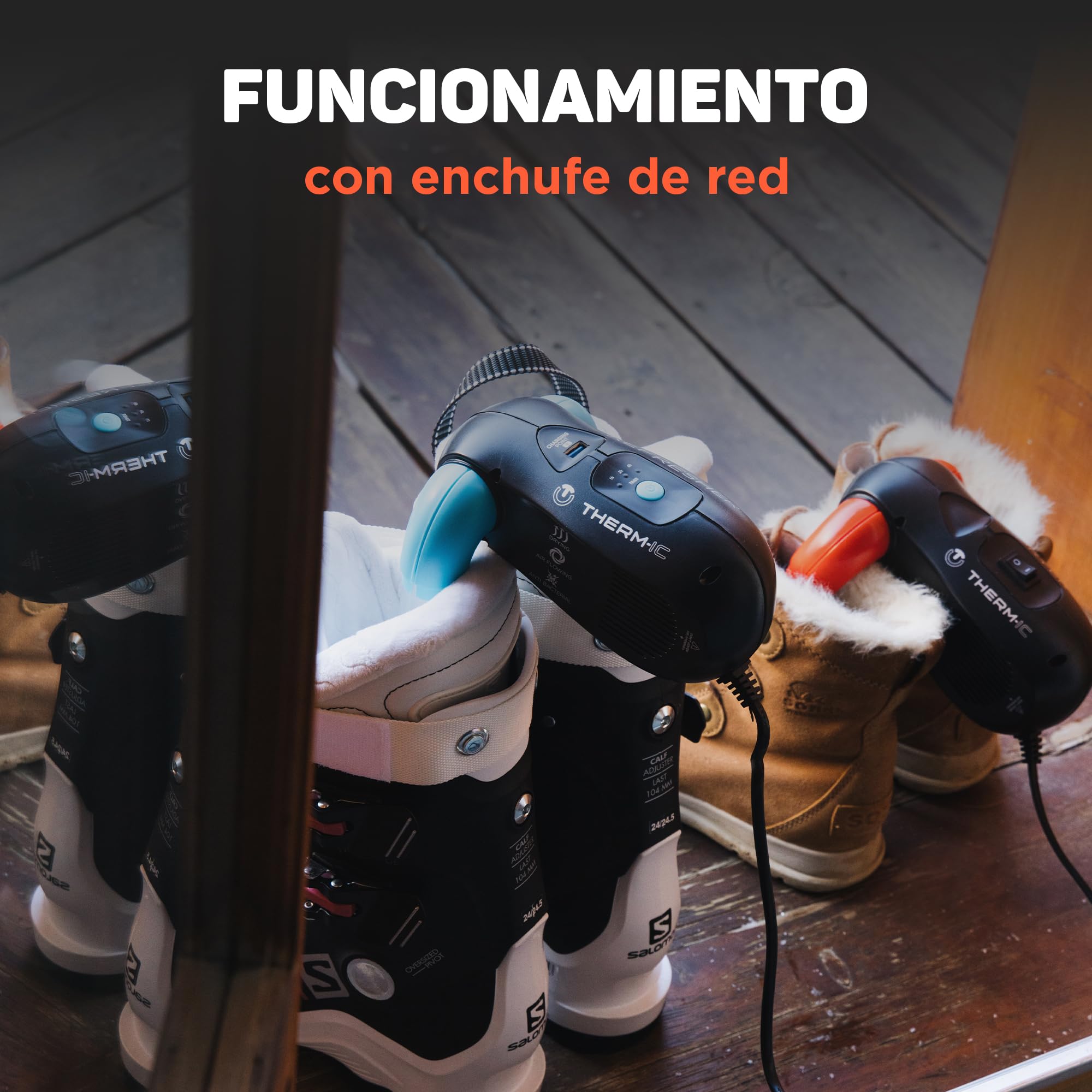 Therm-Ic Dryer Secador de calzado, Secado rápido, Compacto y silencioso, Para botas, botines, botas de esquí, Brazos extensibles, Fácil de manejar
