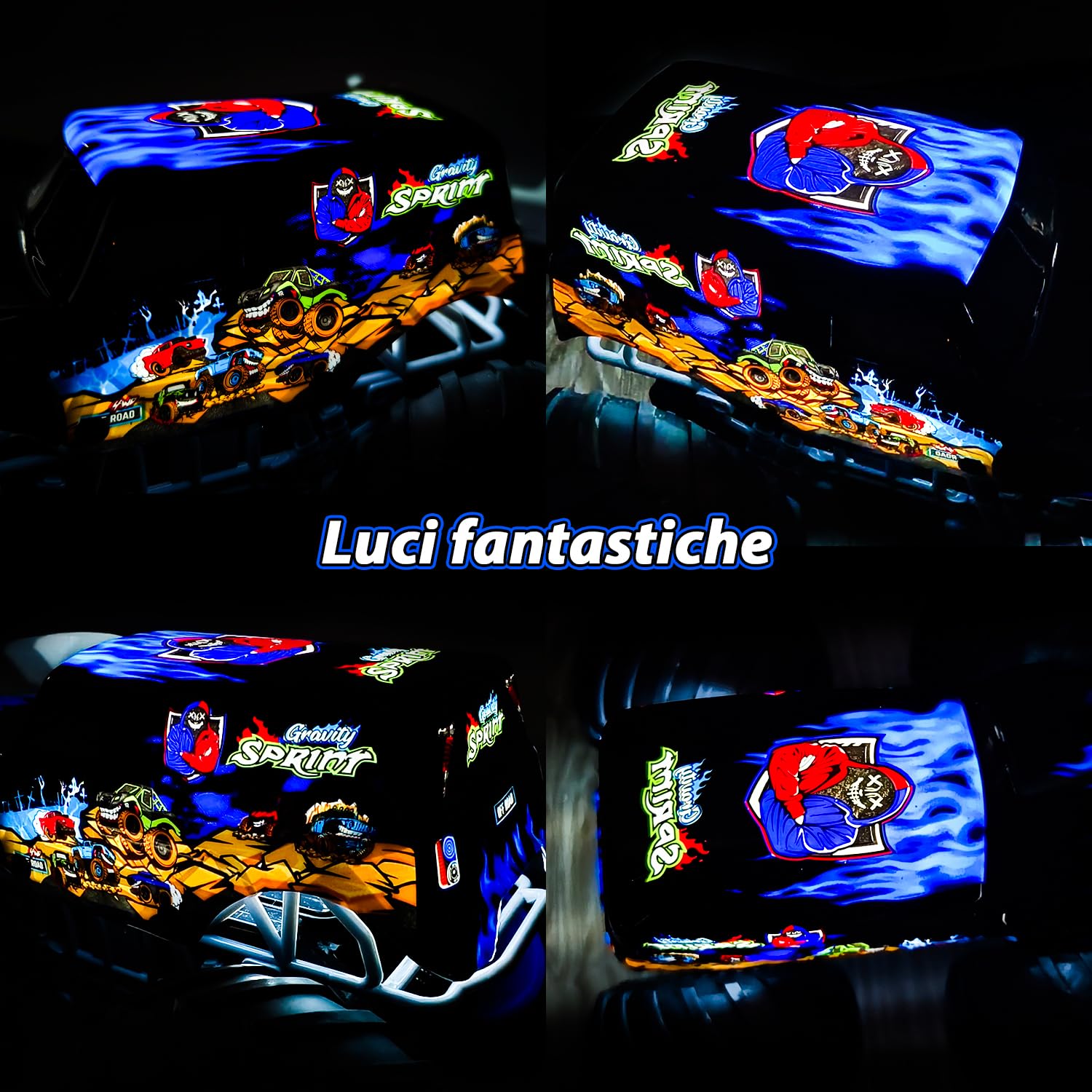 Monster Truck Telecomandato, 1:16 Macchina Telecomandata per Bambini con Luci, 360° Rotazioni, Camminare in posizione eretta/a testa in giù, Macchine Telecomandate per Bambini 4, 5, 6, 8+ Anni