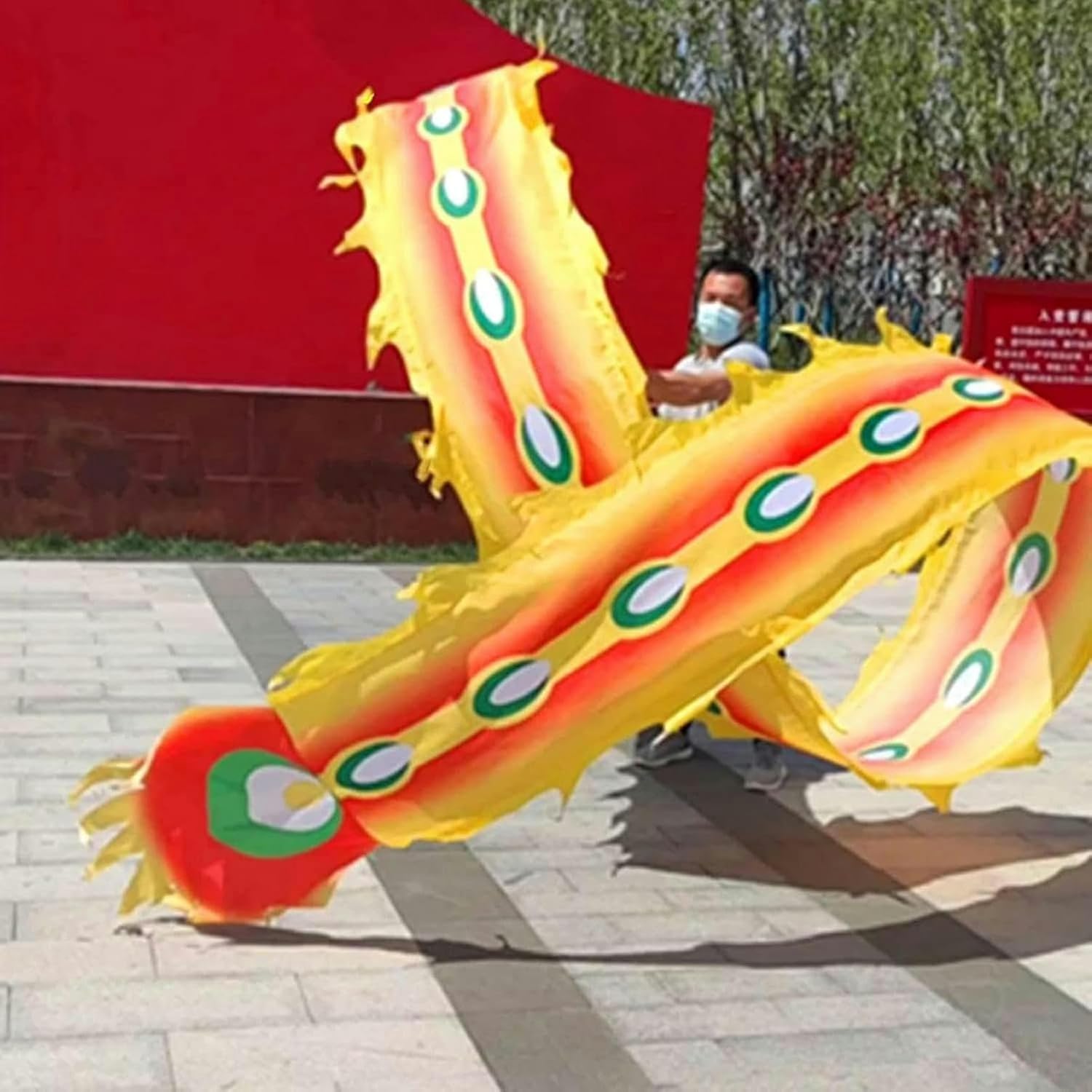 Chinese Dragon Dance 3D Dragon Dance Ribbon Slope Dragon Throw Streamer Silk-Like Flowy Chinese Dragon Ribbon Streamer + Travel Bag Interesting~/