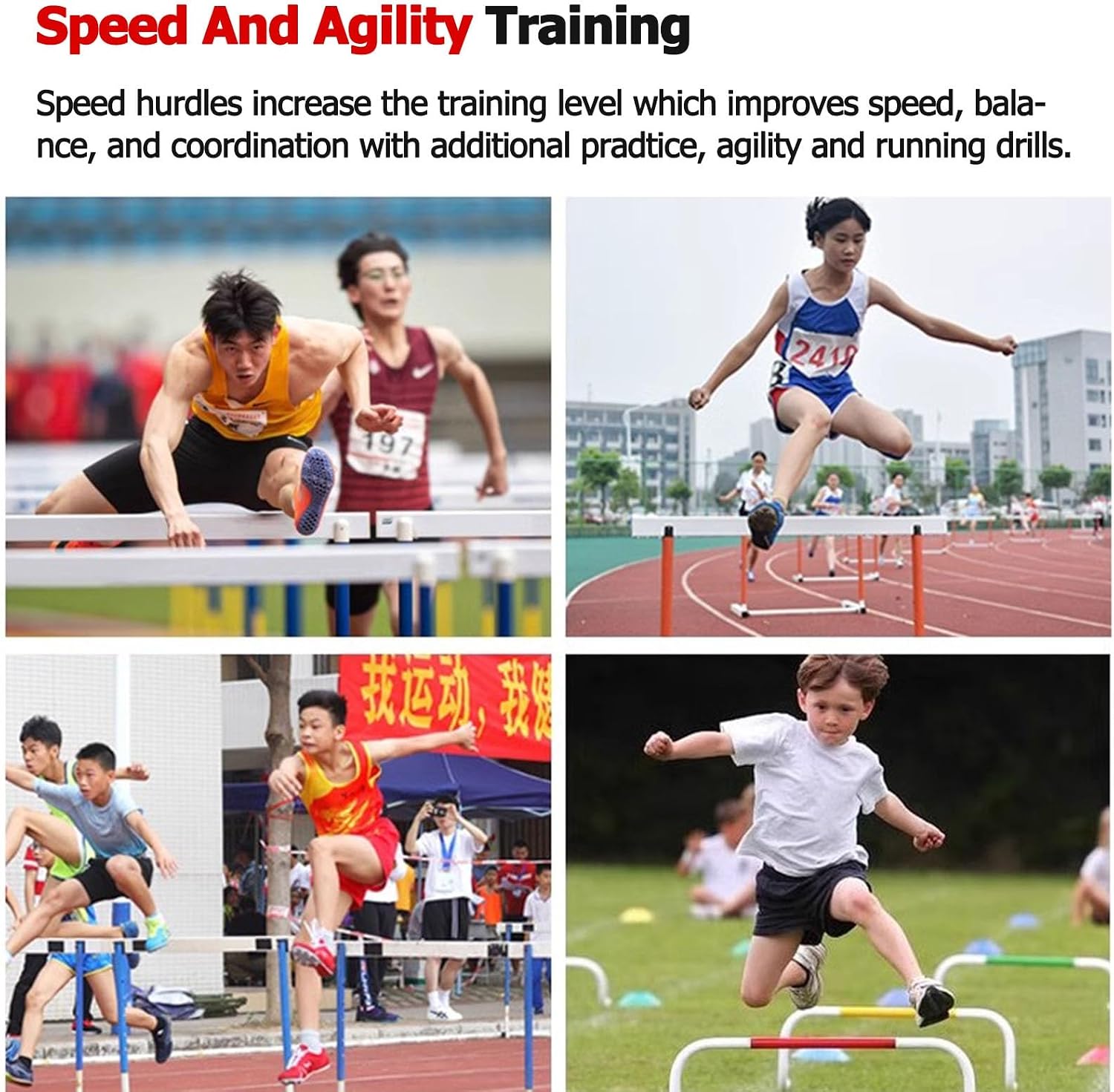YXXSDP 1/2/ 3-Pack Speed & Agility Training Set, Heavy Duty Floor Stand Sport Squad Speed Agility Hurdles, Pro Sports Practice Equipment for School PE Class Fitness Group (Color : 3-Pack)