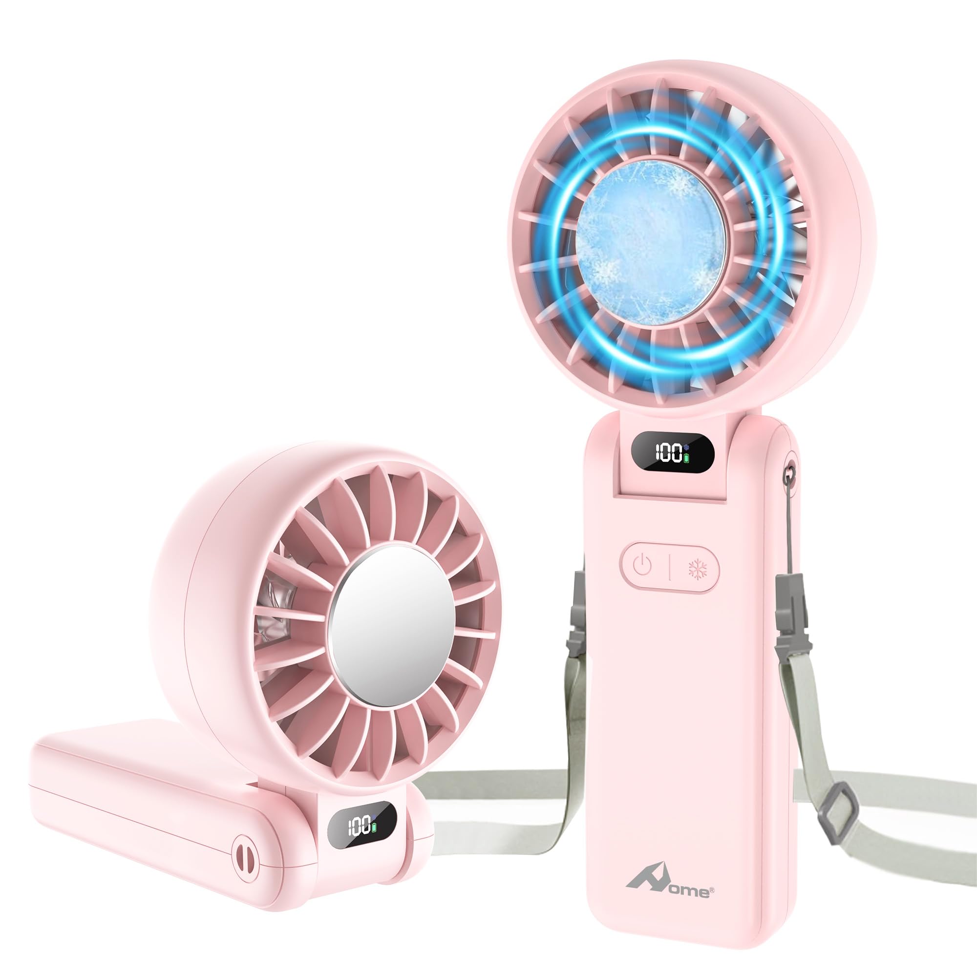 Portable Cooling Fan with Ice Cooling, Cooling in 3s, Rechargeable, 5 Speed, Up to 9m/s, USB-C Charging, for Travel, Office and Outdoor (Pink) | Ventilador 3 en 1 recargable, 5 velocidades, hasta 9 m/s y carga USB-C; ideal para viajes, oficina y camping (rosa)