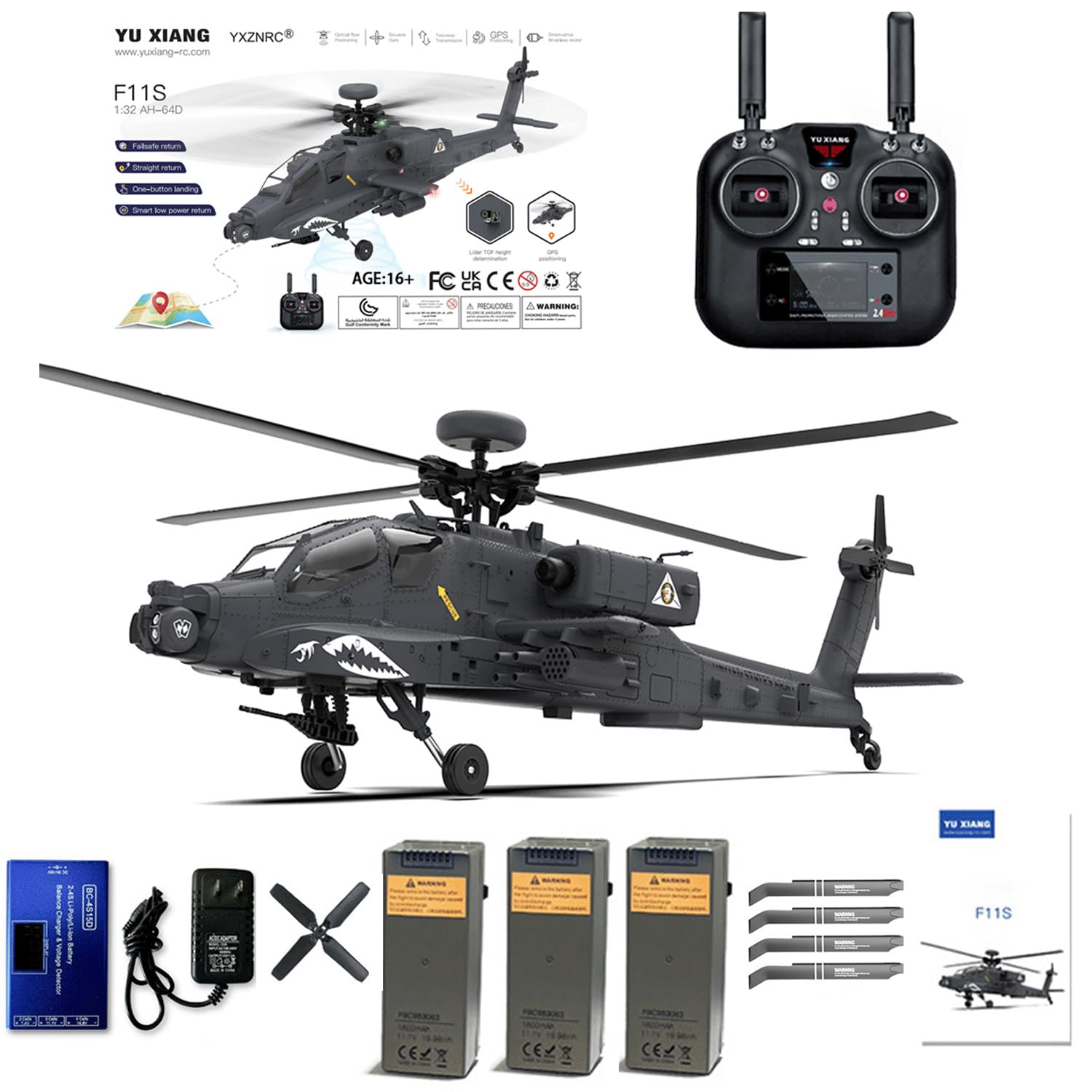 Amazon.com: OYDL YU Xiang F11-S AH64 RC Helicopter Toys with
