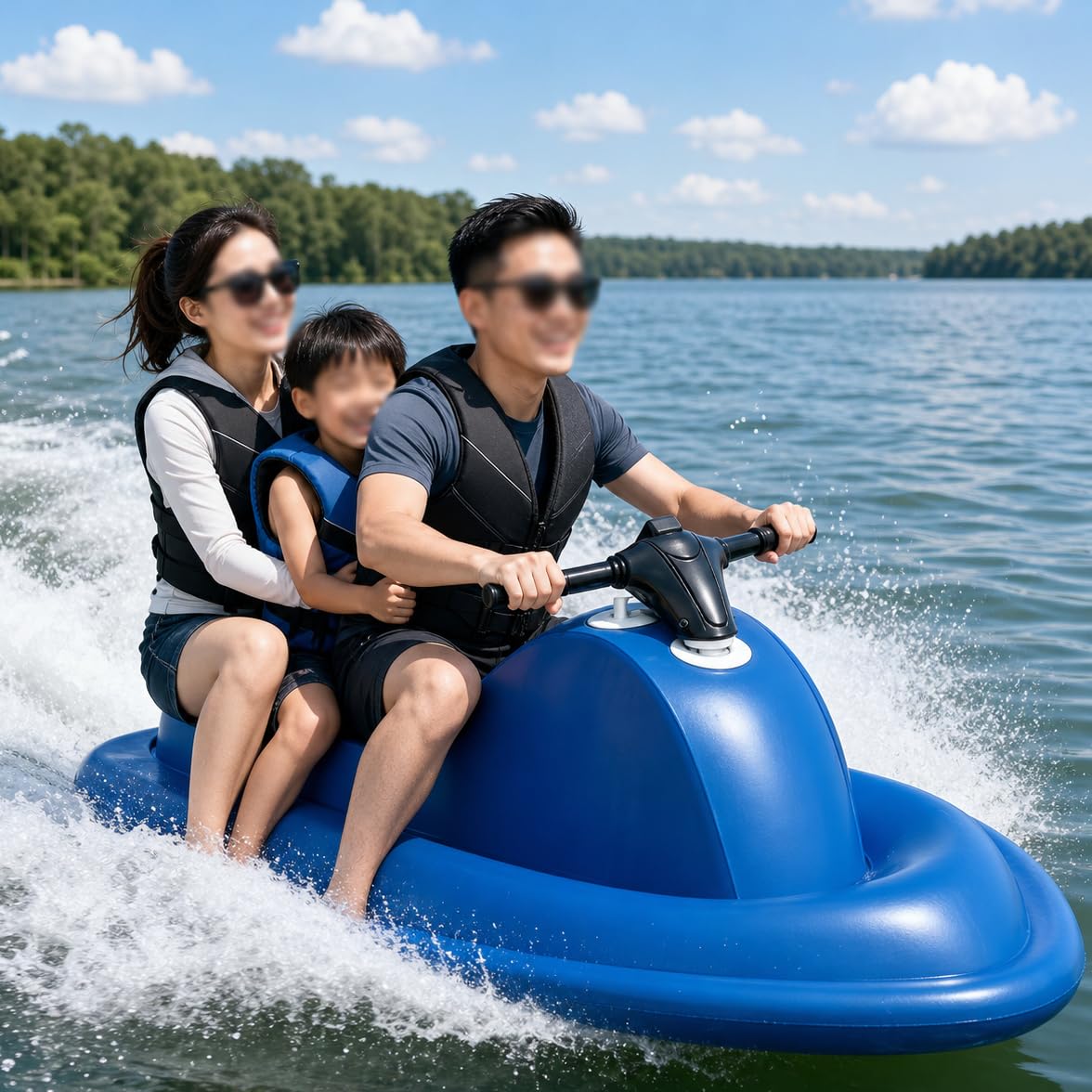 GmhXylophyte Inflatable Water Jet Ski For Adults & Kids, 2-Person Inflatable Boat Complete Accessory Set, Simple Maintenance, Just Rinse With Water For Storage, For Beach B