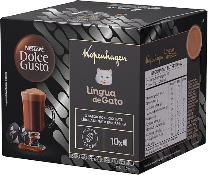Achocolatado em Cápsula Nescafé Dolce Gusto Kopenhagen Língua de Gato 10 cápsulas