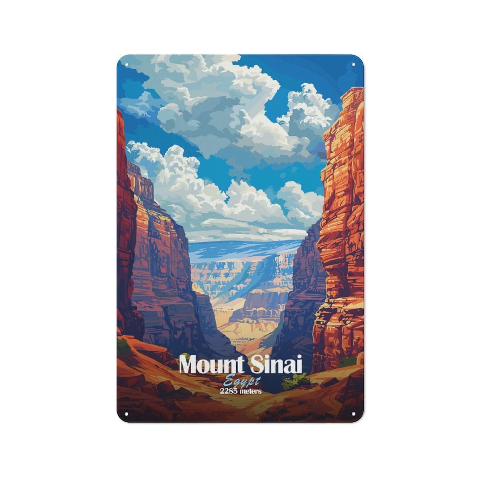 Junmoney Style-11 Mount Sinai Landscape Retro Metal Wall Sign 30X20cm For Guest Room Or Hallway, A Housewarming Gift For Home Decor Collectors