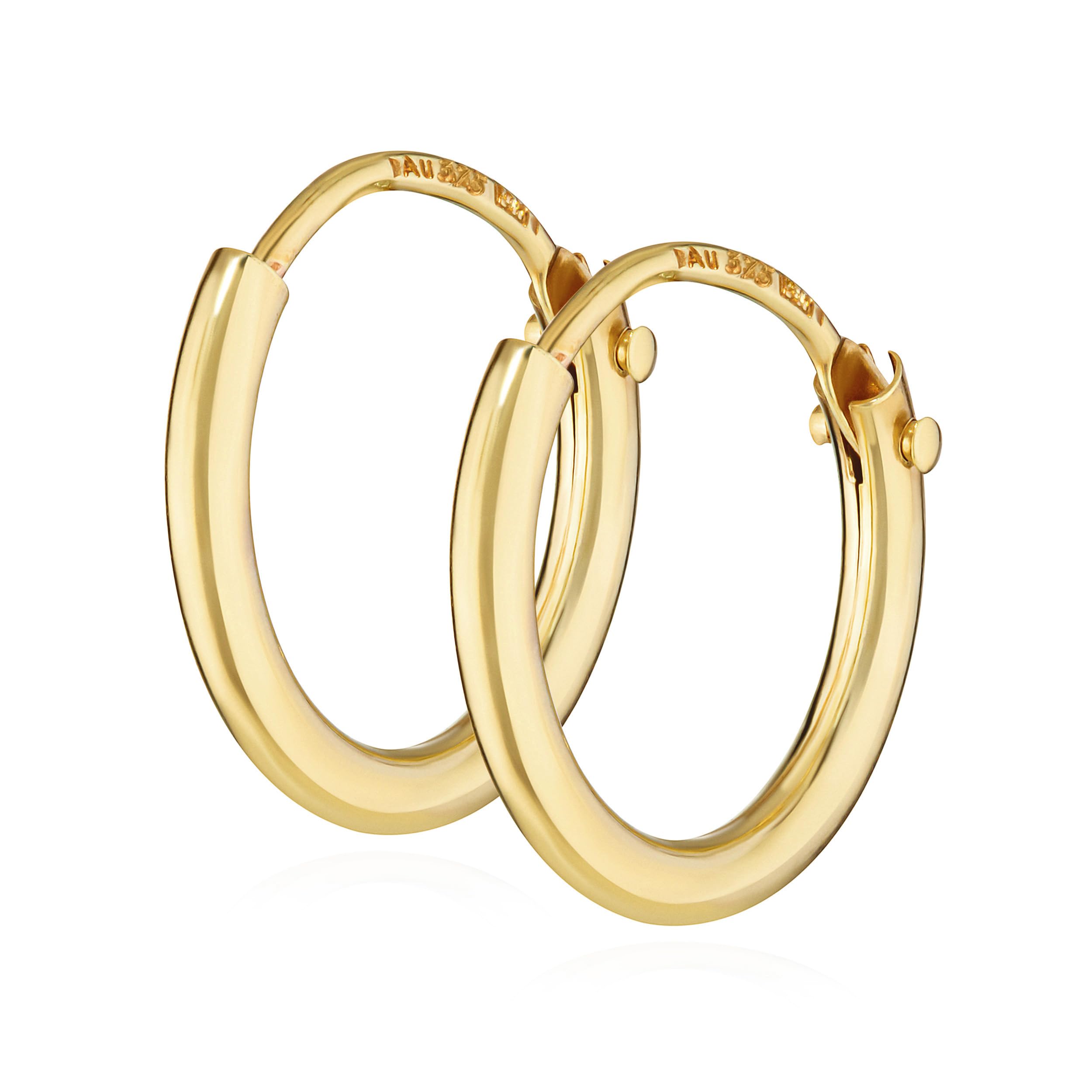 NKlaus coppia di orecchini a cerchio da 32 mm 375 oro giallo 9 carati orecchini classici da donna 3740