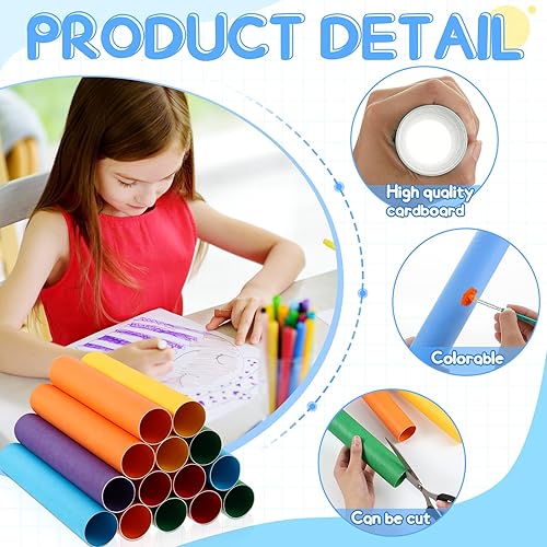 Miniatura 3 de Henoyso Paquete de 36 tubos de cartón para manualidades de 1.77 x 10 pulgadas, rollos vacíos de papel higiénico, tubos redondos gruesos de cartón