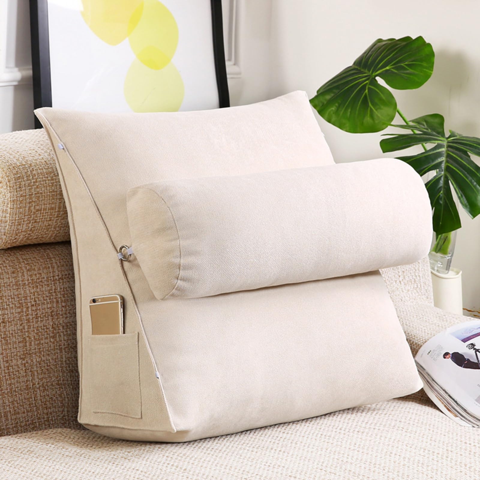Soporte flexible para la espalda con cojín para acurrucarse y almohada triangular para leer en la cama