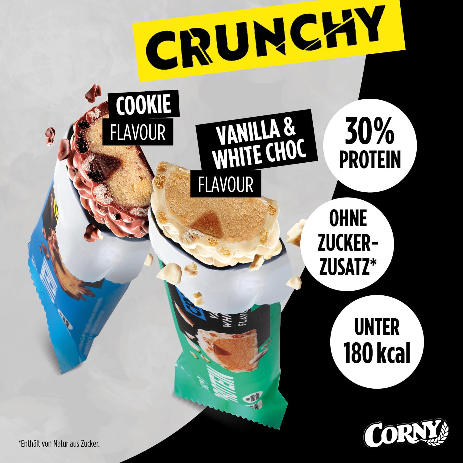 Proteinriegel Corny | Protein Crunchy 12er Mix Pack | 30% Eiweiß | Probier Mischkarton Proteinriegel 12x45g Mixbox