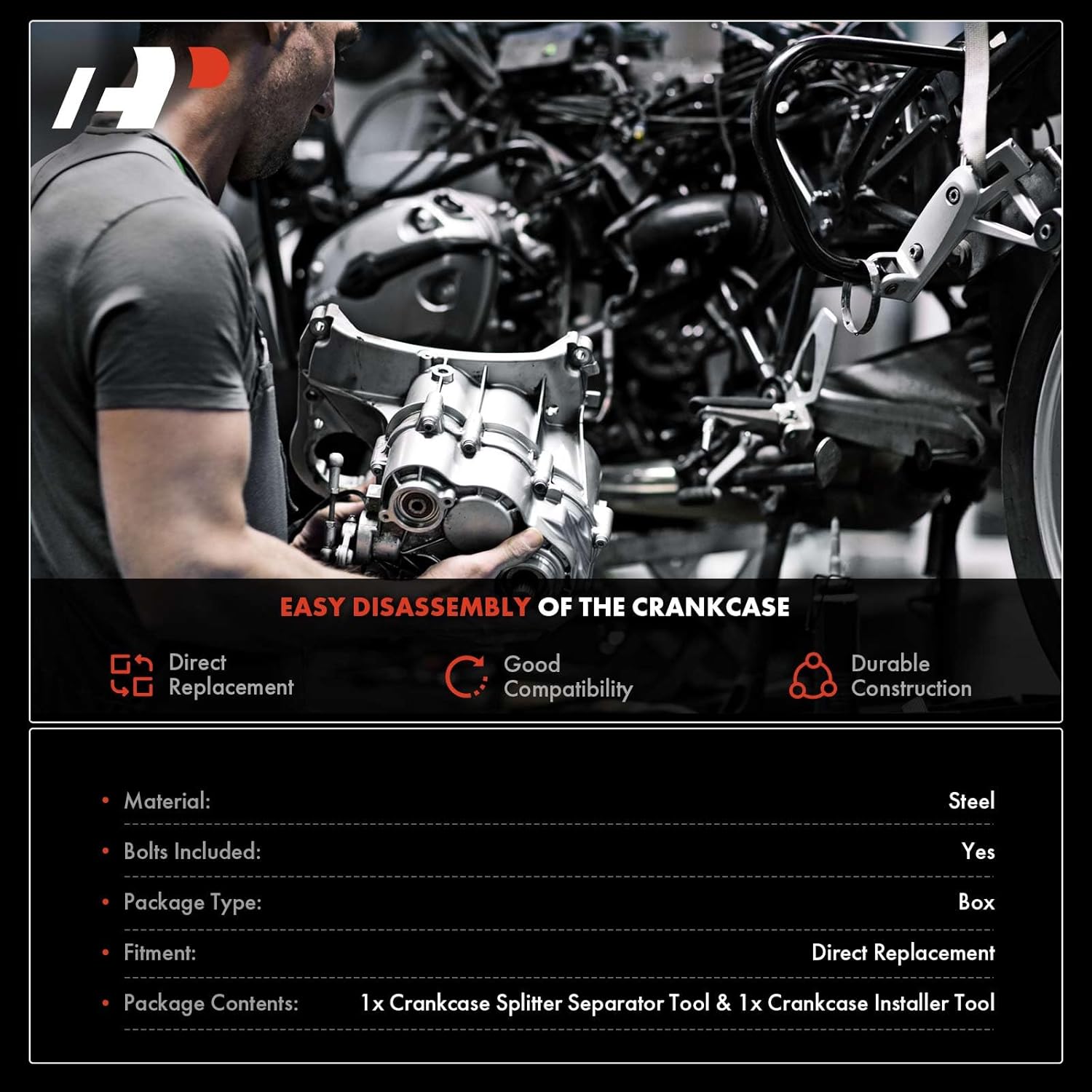A-Premium Crankcase Splitter Separator and Crank Puller Installer Tool Kits Set Compatible with Honda Suzuki Kawasaki Yamaha, Replace 1177390001 1329270001