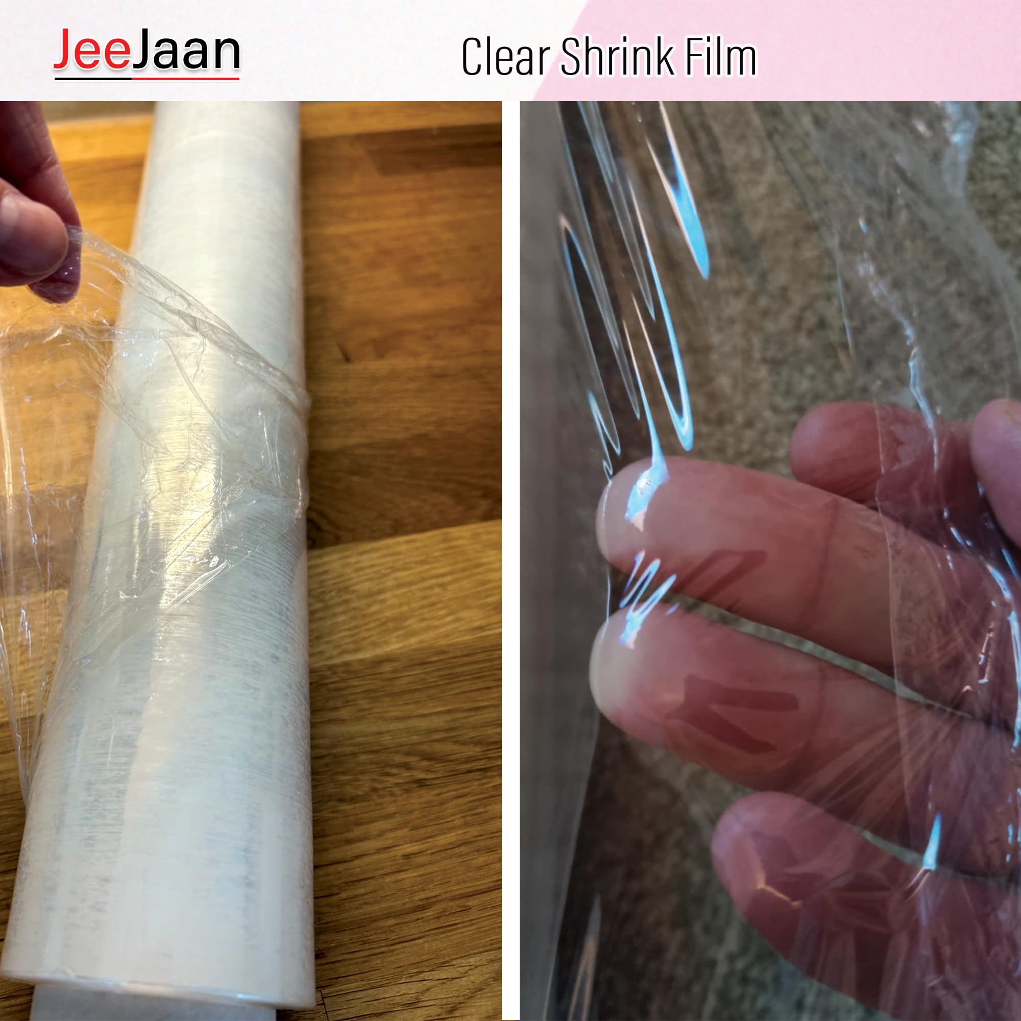 JeeJaan® Lot de 6 rouleaux de film étirable transparent pour palettes de 400 mm, 750 g, noyau standard de 20 µm, résistance industrielle, film étirable, film étirable, emballage plastique | Emballage