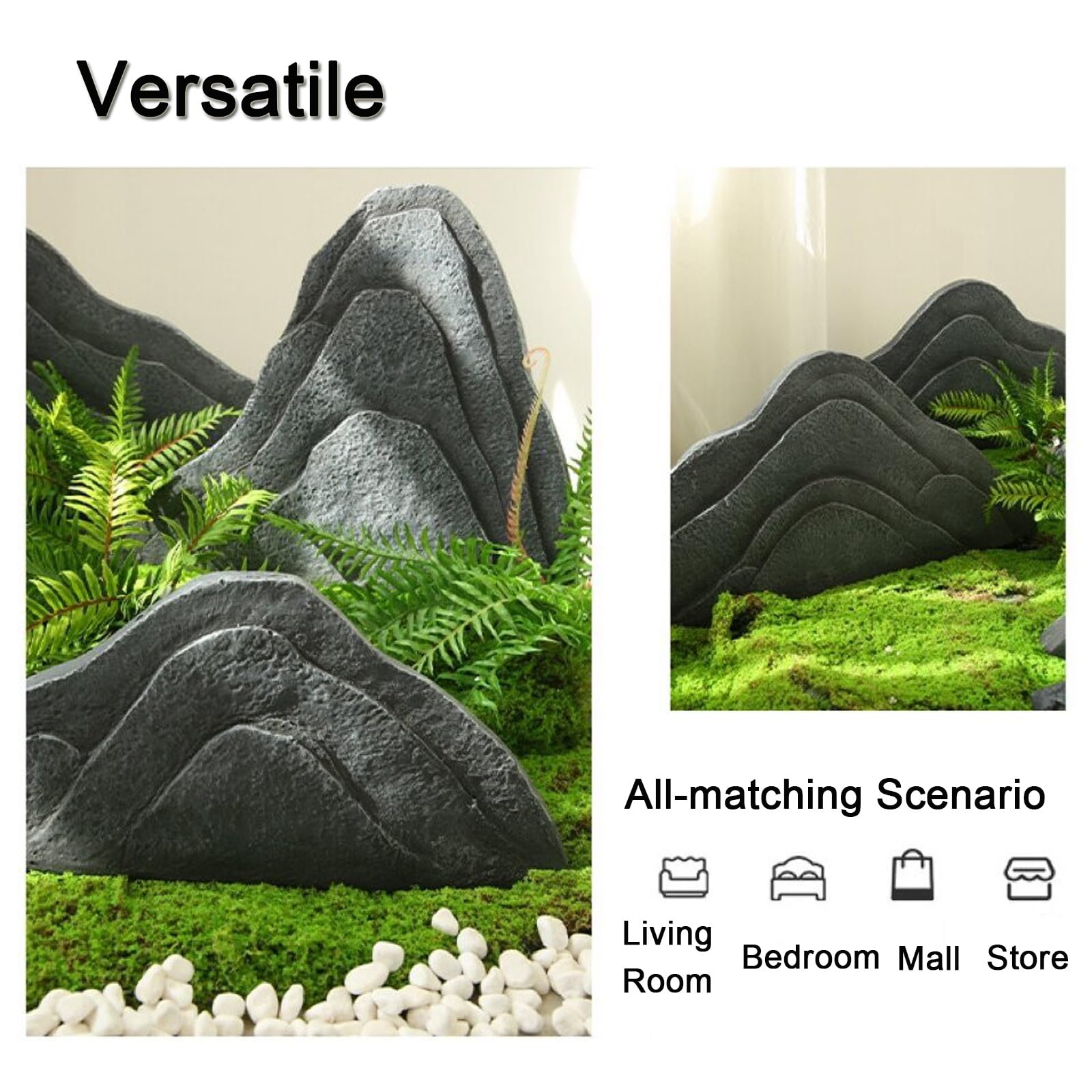Roccia Artificiale Solide, Sassi da Giardino, Rocce Decorative, for l'architettura del Paesaggio, Accenti da Giardino, Esposizioni da Giardino, con Texture Naturale(A)