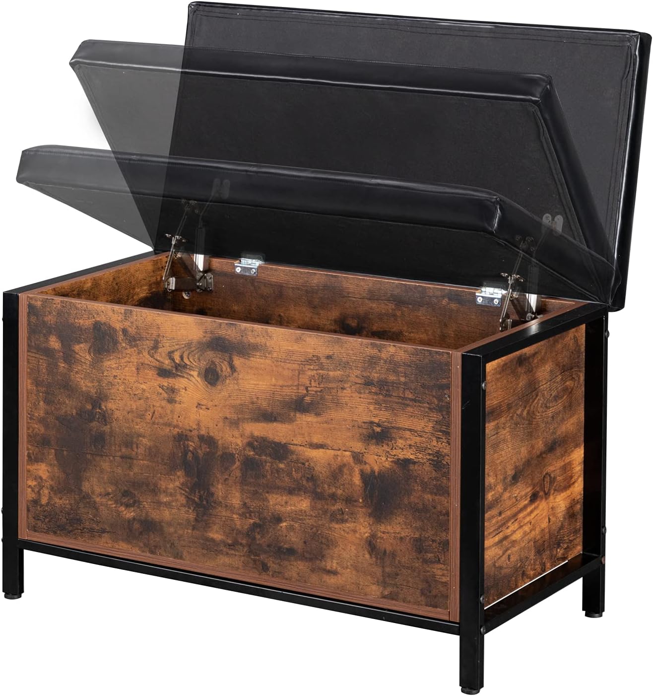 VINGLI Storage Bench,Industrial Storage Chest,Upholstered Bed End Stool,Flip Top Storage Ottoman with Padded Seat for Living Room,Bedroom,Toddler Room,Entryway,31.5" L x 15.7" W x 19.7" H : Home & Kitchen