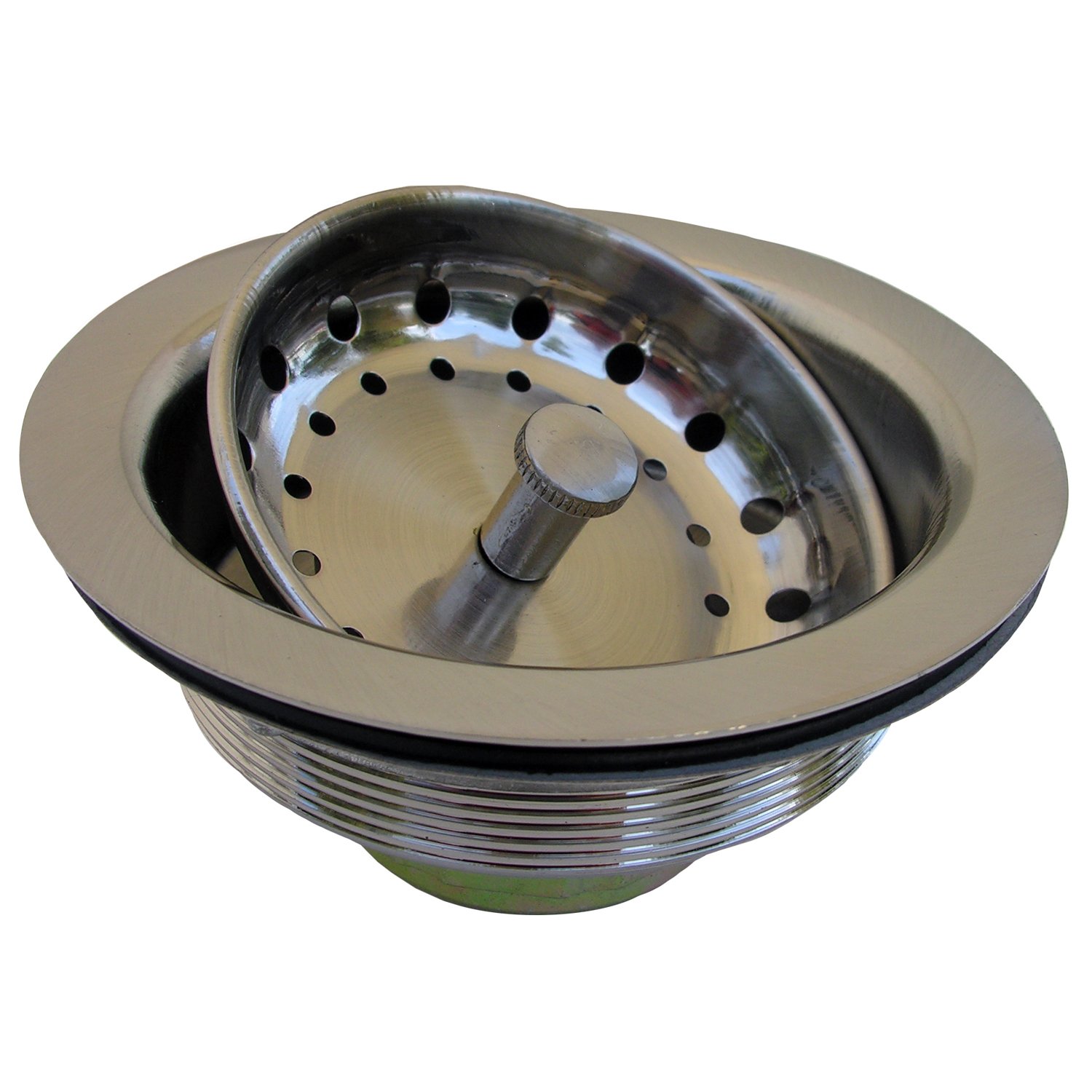 LASCO03-1067 Kitchen Sink Post Type Basket Strainer Duo Locknut Style with Stainless Steel Body, Satin Nickel Finish