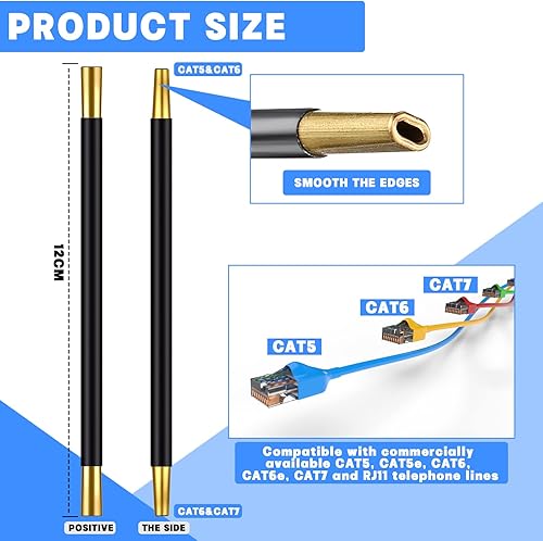 Miniatura 3 de Herramienta para desenroscar cables de red, separadores de alambre trenzado de doble cabeza para CAT5 CAT5e CAT6 CAT7 y teléfono (negro, 1 pieza)