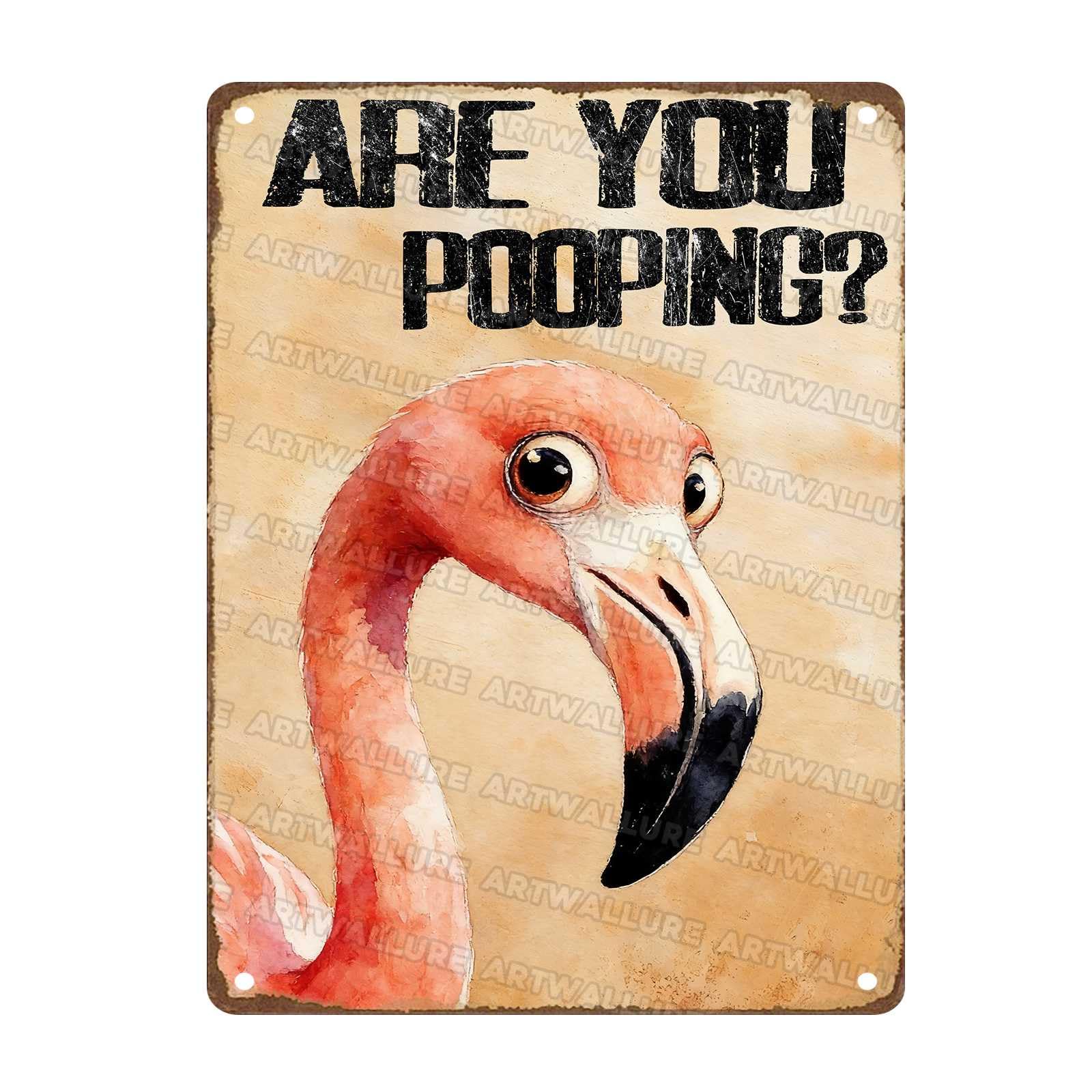 Are You Pooping Metal Sign Funny Flamingo Wall Decor for Home Bathroom Poster Restroom Toilet Washroom 12x16Inch