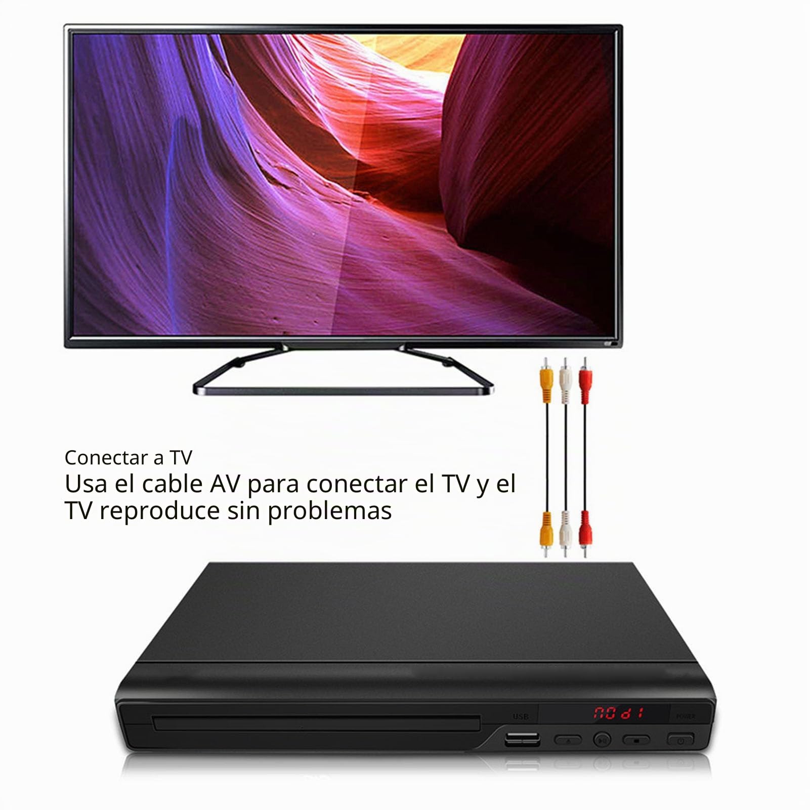 Reproductor de DVD para TV, Reproductor de DVD para TV Reproductor de DVD para TV con Cable y Control Remoto, Admite 720P para DVD CD DA MP3 CD R CD RW (Enchufe de la UE)