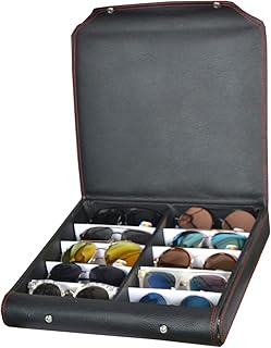 Proniks Sunglass,goggles 10pcs capacity Leather Box case cover zipper for all kind of luxury sunglass