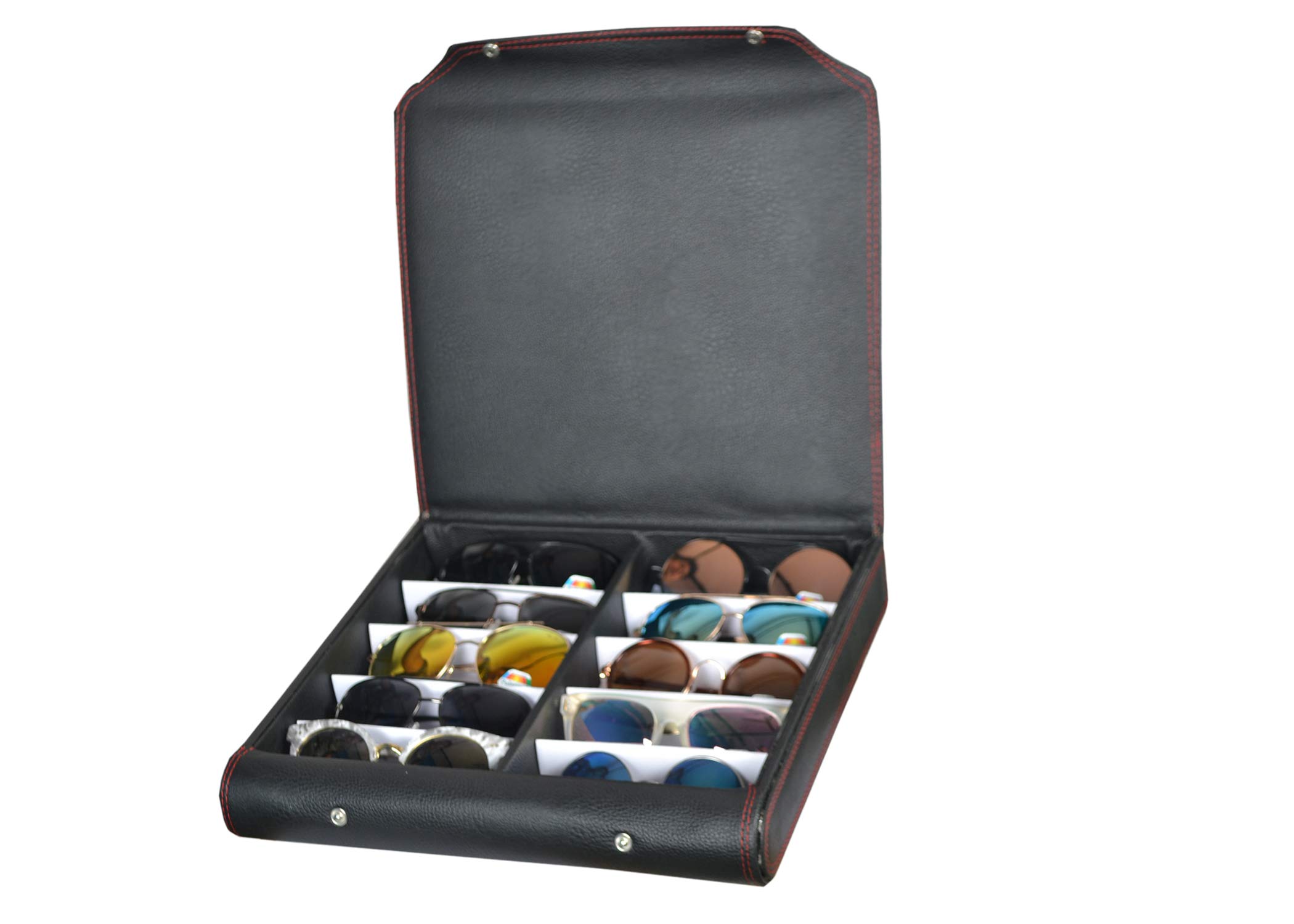 Leather Sunglasess eyewear 10pcs storage Box case cover organizer-image-16