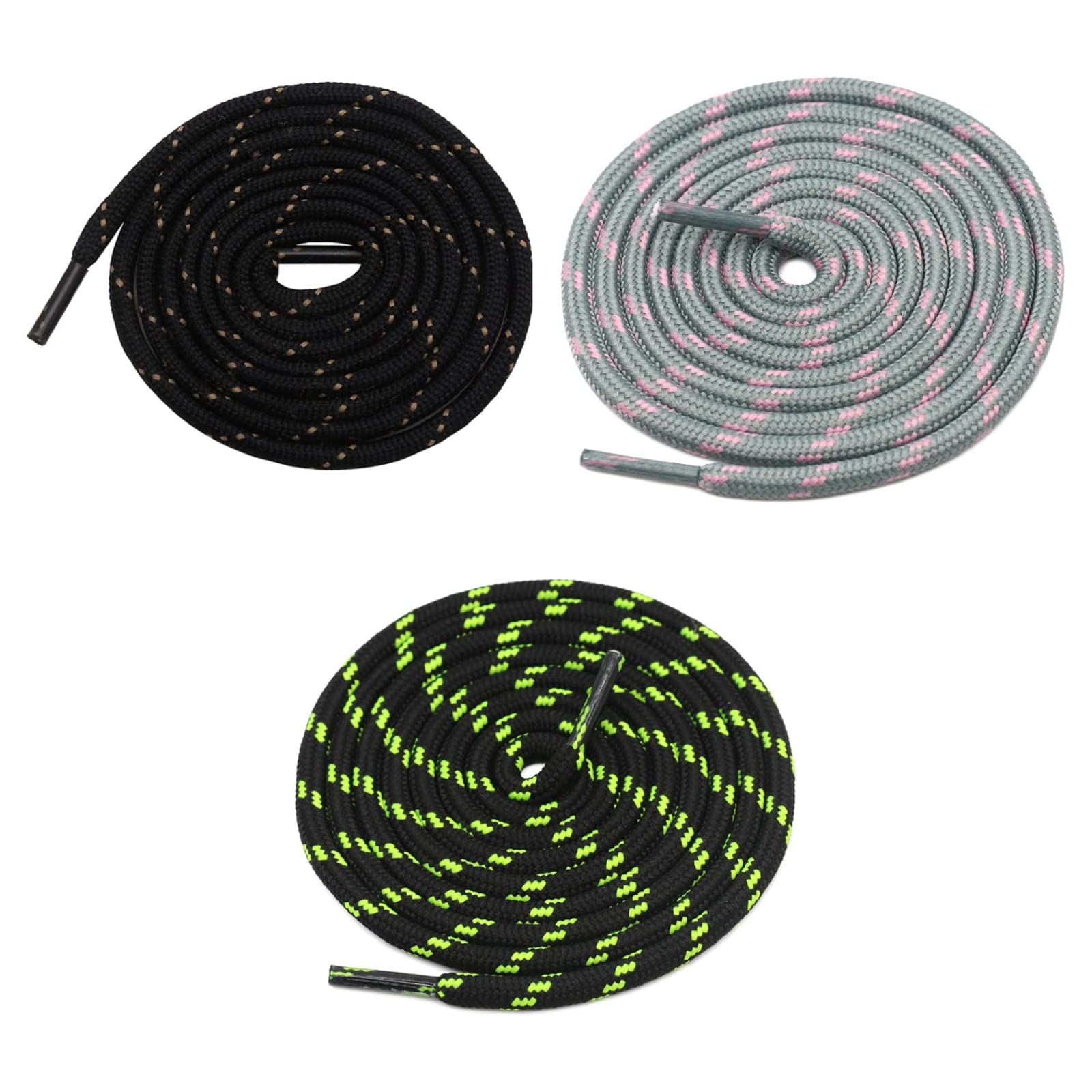 GRAH SANGRAH® 3 Pair (1 Pair Per Single Color) Shoelaces for Casual, Climbing, Work Boot, Running, Sport Shoes (120 Cm/ 47 Inch, Black/Fluorescent Green/Grey Pink) (B09QMHRGWY) Amazon Price History, Amazon Price Tracker