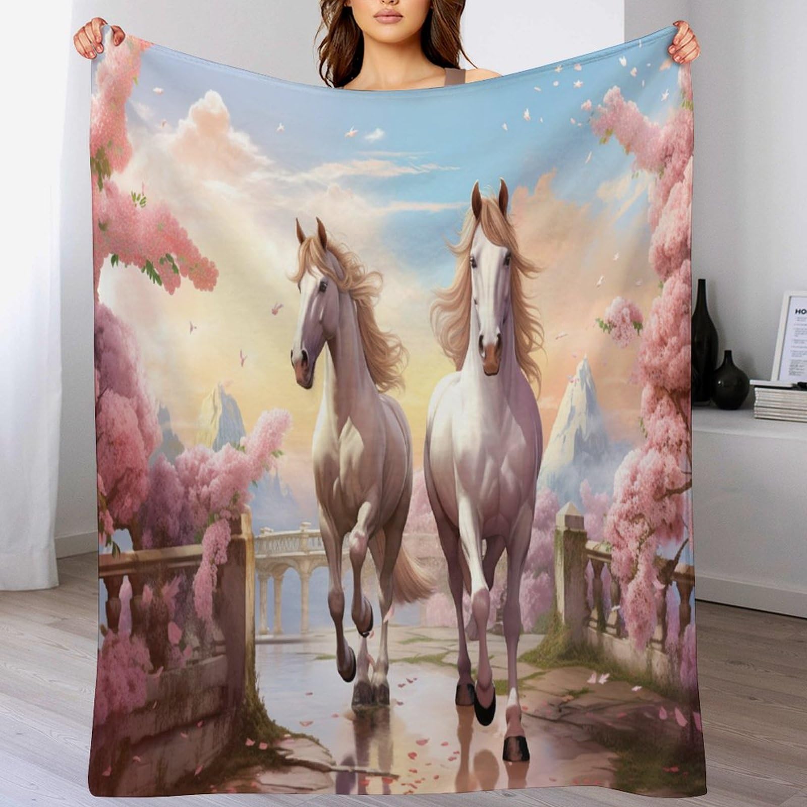 Couverture cheval chaude en flannel douce 130x150cm pour salon