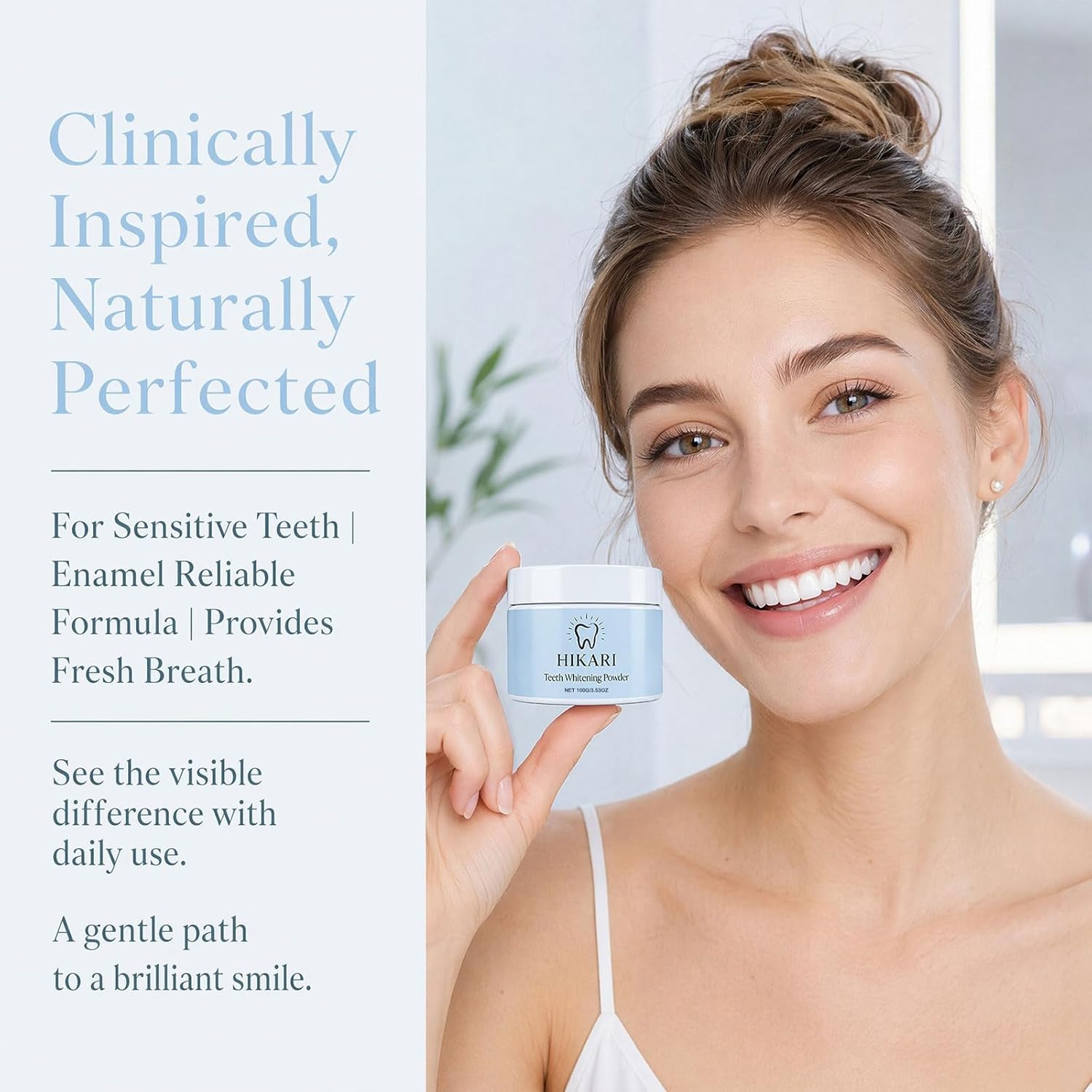 Polvo blanqueador dental, fórmula natural 3 en 1, para la protección del esmalte y los dientes sensibles, polvo suave para eliminar las manchas de café, té y vino,3pcs