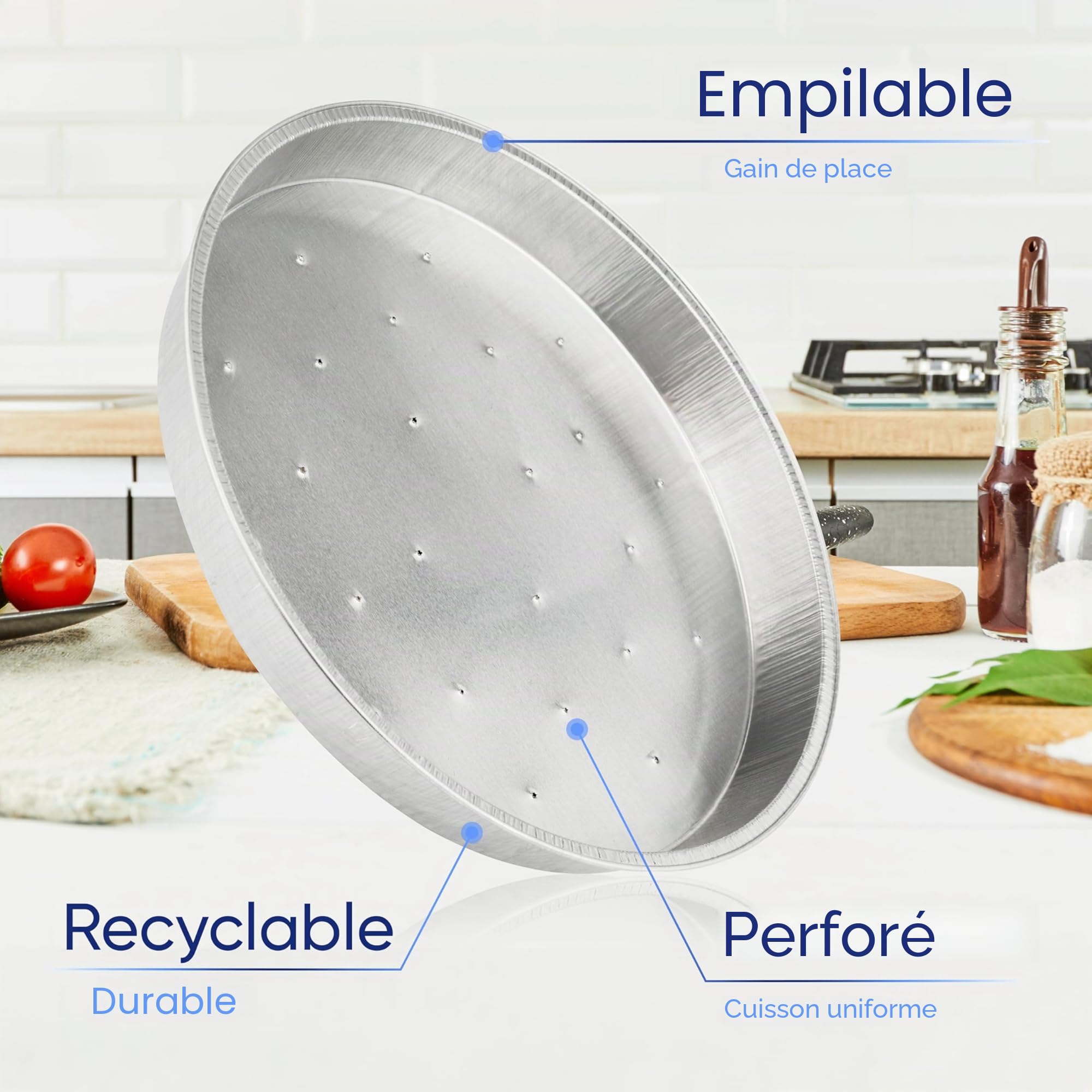 Coppice Moules à Tarte Aluminium Perforés Peu Profonds 18x2 cm - Lot de 50 | Barquettes Jetables pour Cuisson Rôtissage Service Four Micro-ondes Congélateur Recyclables