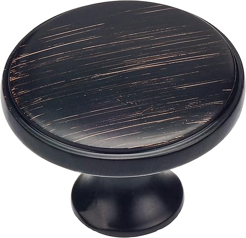 HUGOLEM Paquete de 2 tiradores de cajones de forma redonda, color bronce, elegante, estilo vintage, color negro cepillado, pomos de aparador,