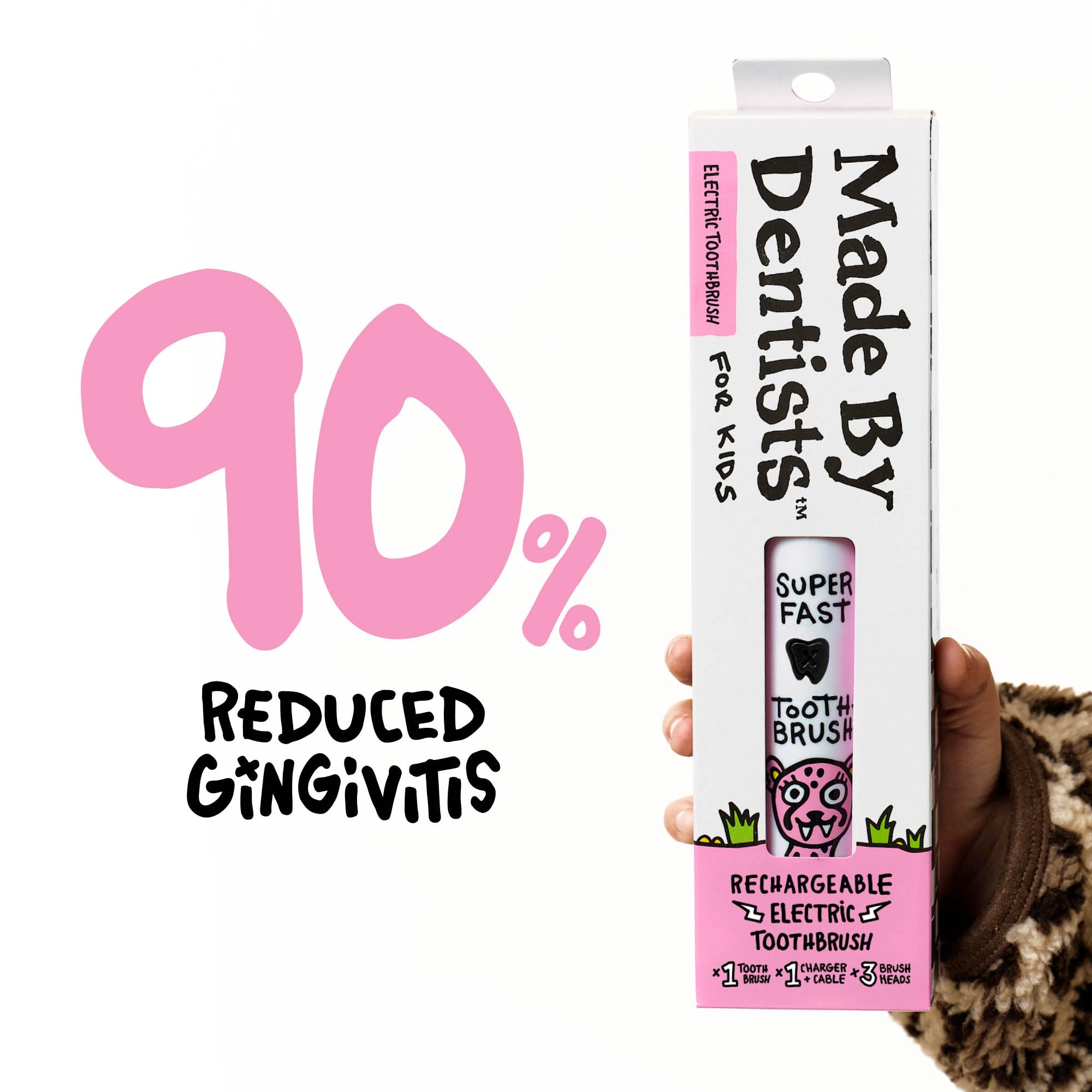 Made by Dentists Spazzolino elettrico per bambini – Spazzolino vibrante ricaricabile con timer, include 6 testine di ricambio, pulisce delicatamente i denti, per ragazze e ragazzi, bambini e bambini