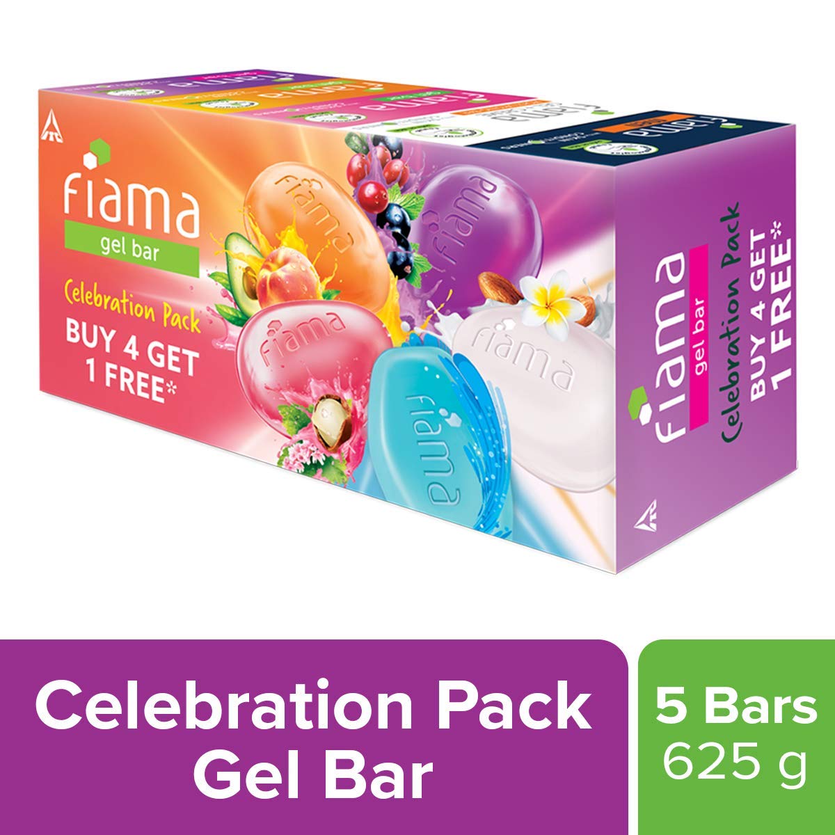 Gel Bar Celebration Pack, 125G (Buy 4 Get 1 Free), 625 G, Multicolor