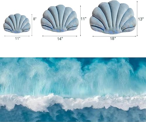 Miniatura 3 de YRXRUS Almohadas de concha, almohada con forma de concha azul claro, pequeña y bonita almohada decorativa de conchas marinas para dormitorio, sala