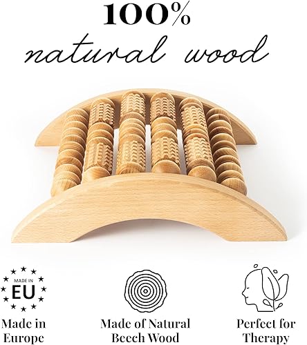 Miniatura 4 de Tuuli Accesorios - Masajeador de pies de madera, rodillo muscular ranurado, ayuda a aliviar la tensión muscular y mejorar la circulación sanguínea,